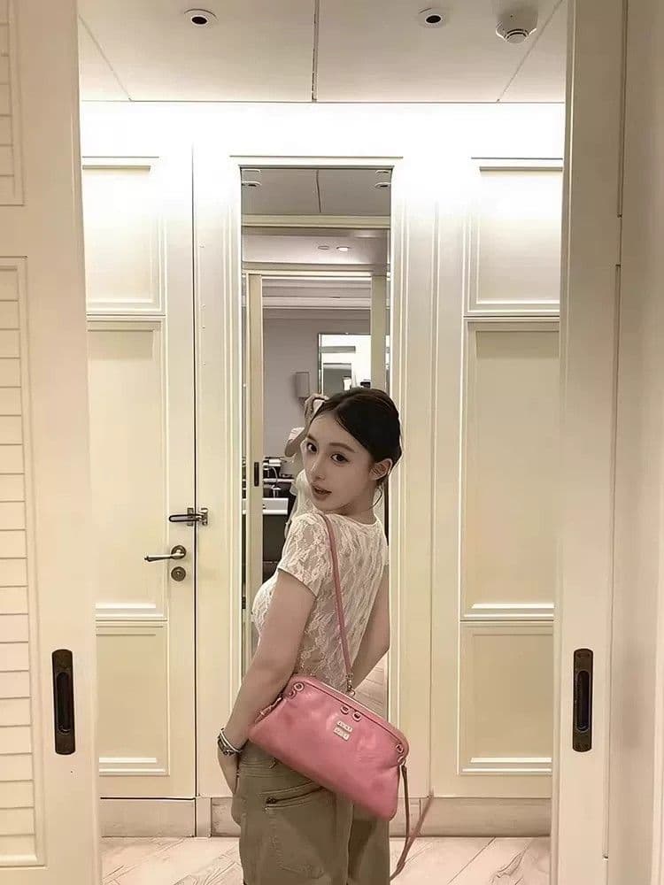레이스 안감 화이트 레이스 꽃무늬 u 칼라 반팔 티셔츠 여성 여름 디자인 센스 순수한 욕망 핫걸 몸매 가꾸기 맨위 상세 이미지 5