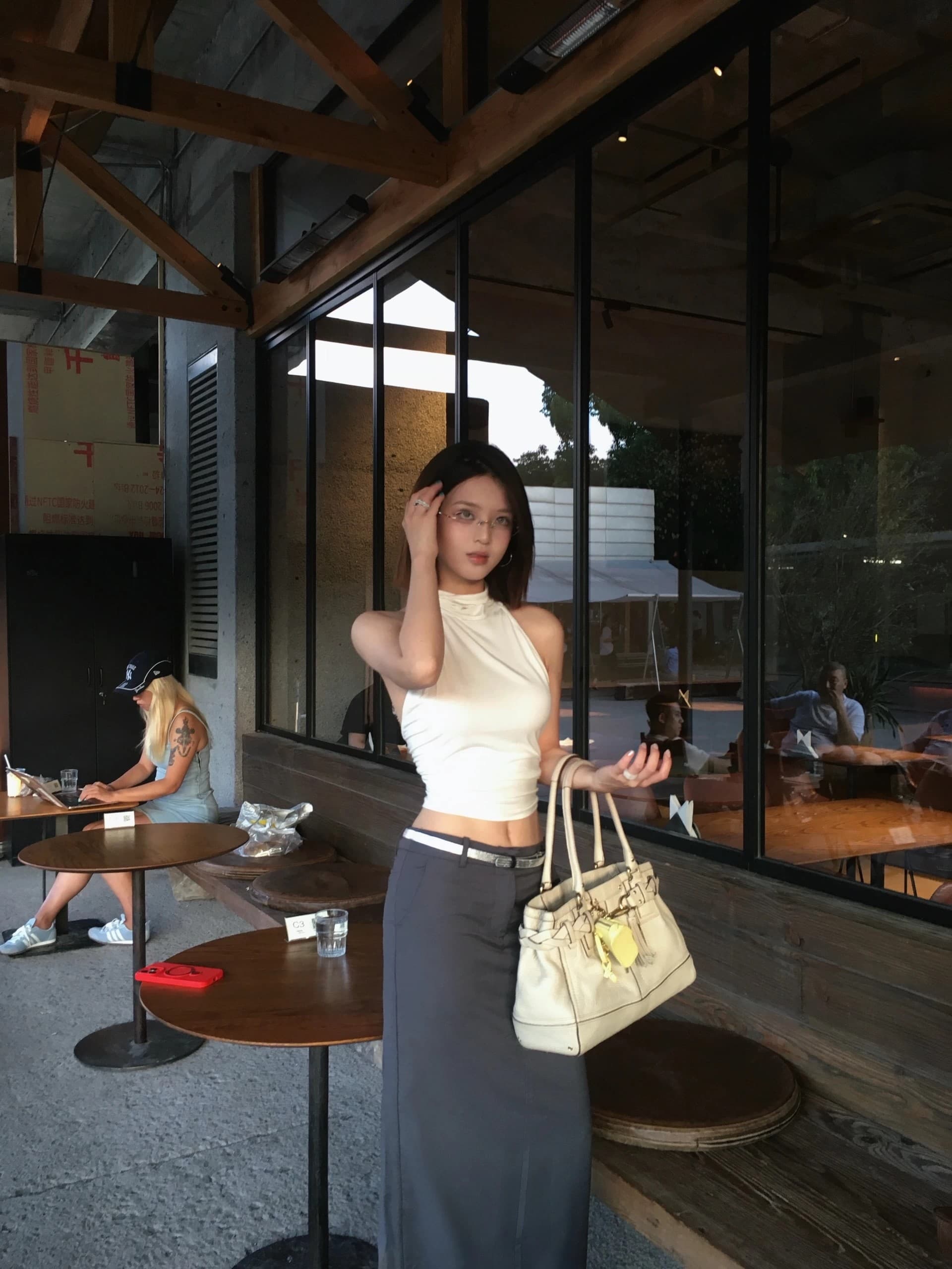 레이스 백리스 터틀넥 민소매 조끼 여성 여름 순수한 욕망 핫걸 주름 몸매 가꾸기 슬림해 보이는 맨위 이미지 2