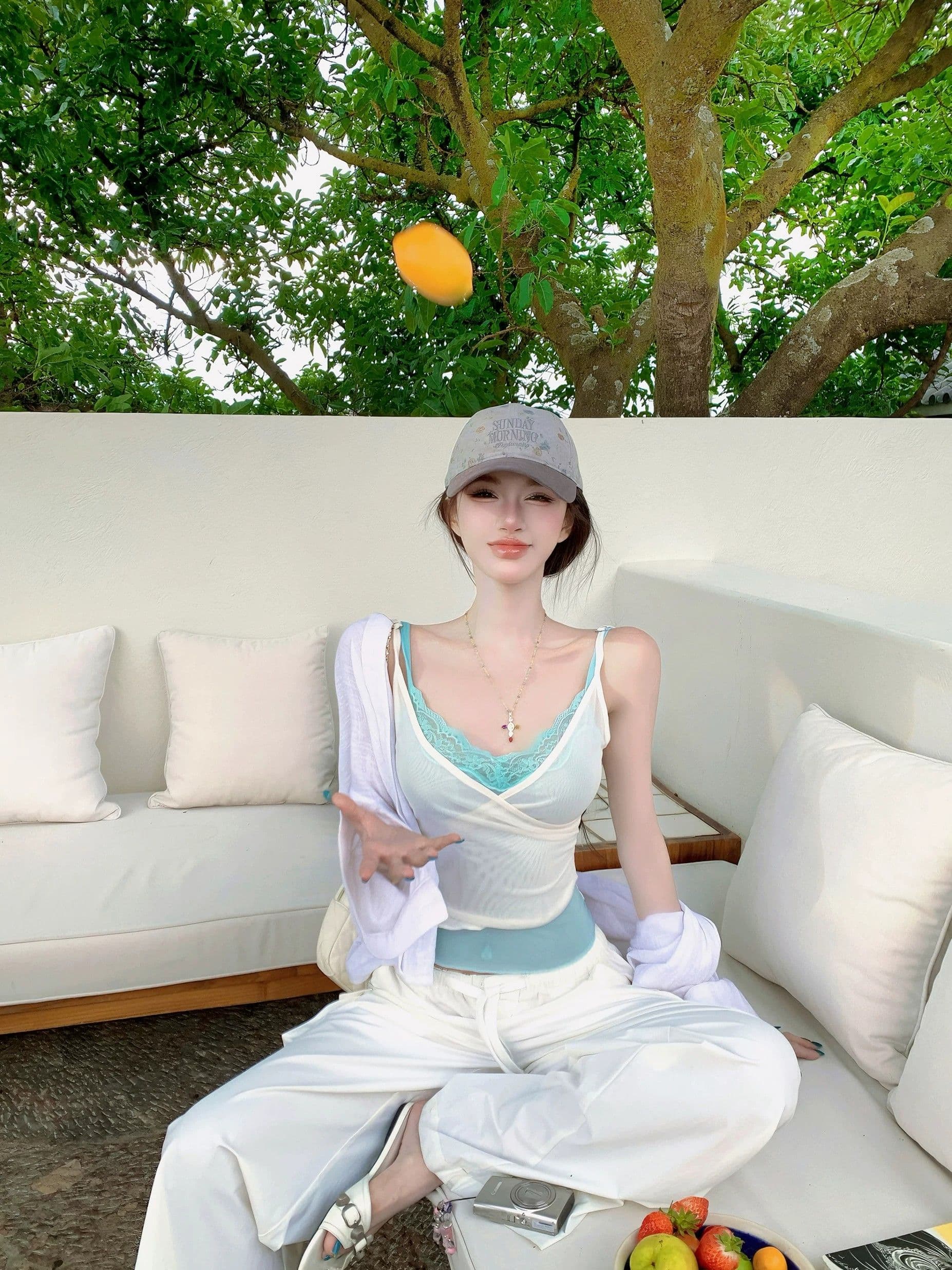 핫걸 바람 페이크 레이어드 레이스 캐미솔 여름 달콤함 핫걸 바람 V넥 몸매 가꾸기 분위기 센스 맨위 트렌디 상세 이미지 4