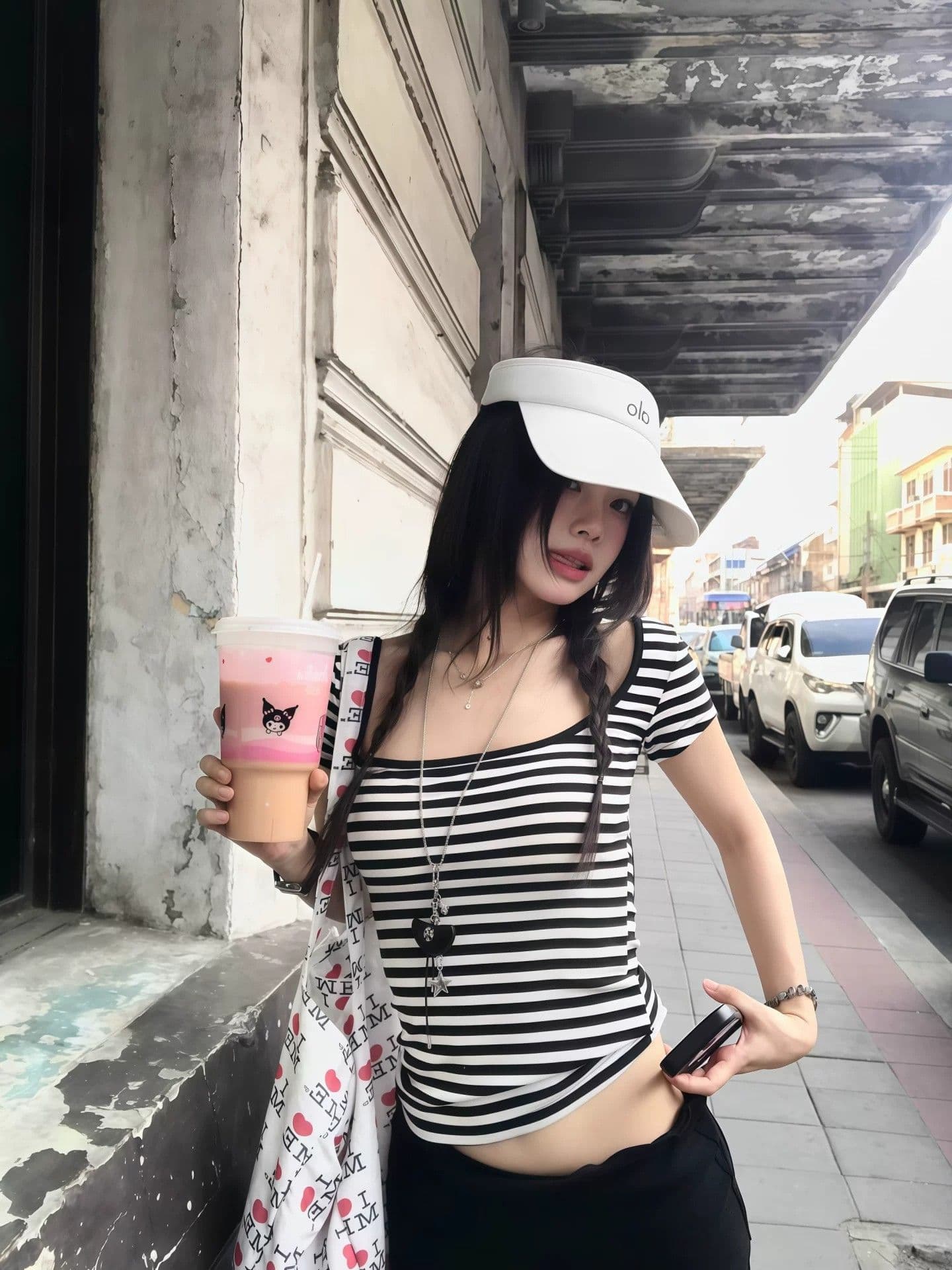 아메리칸 스트라이프 u 칼라 아름다움 뒤로 홀로우 아웃 반팔 티셔츠 여성 여름 새로운 몸매 가꾸기 슬림해 보이는 핫걸 순수한 욕망 스트랩 맨위 상세 이미지 1