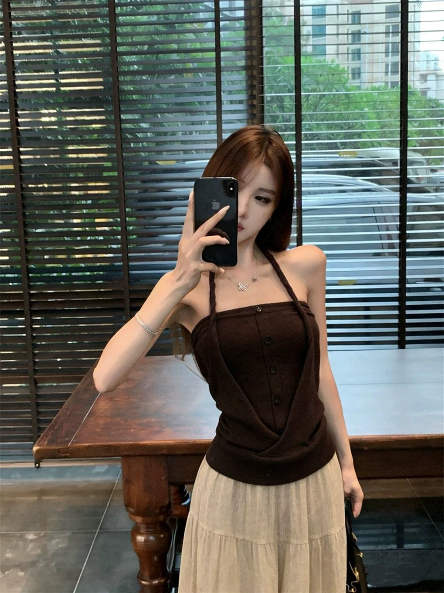 260 그램 사람들 면 행침 목 스타일 페이크 레이어드 튜브탑 캐미솔 핫걸 로드 중 여름 디자인 센스 작은 대중 맨위 상세 이미지 1
