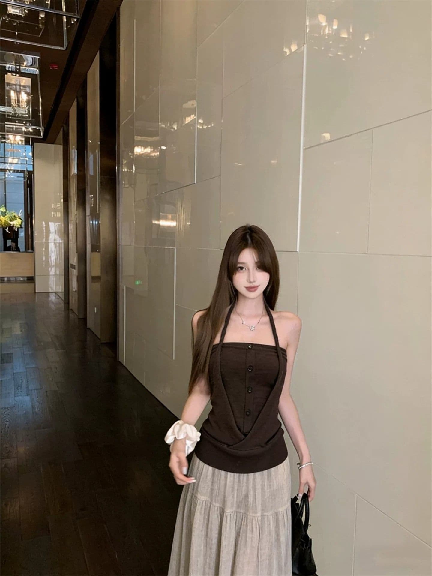 260 그램 사람들 면 행침 목 스타일 페이크 레이어드 튜브탑 캐미솔 핫걸 로드 중 여름 디자인 센스 작은 대중 맨위 상세 이미지 5