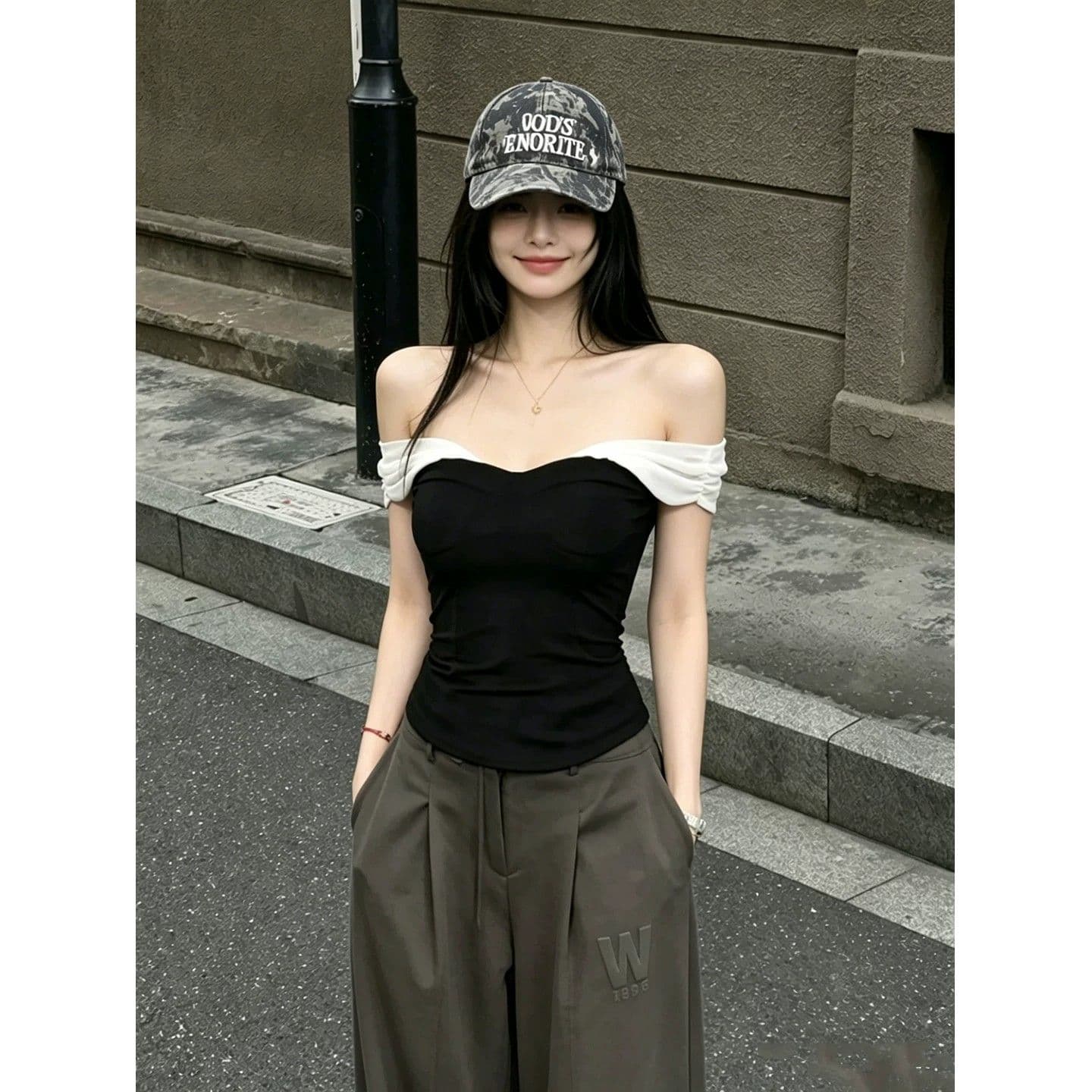 사람들 면 빈 가스 층 망사 튜브탑 캐미솔 여름 오프숄더 핫걸 몸매 가꾸기 검정색 쇼트 스타일 맨위 상세 이미지 2