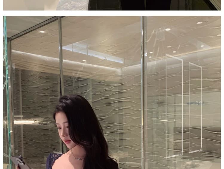 사람들 면 260 그램 순수한 욕망 레이스 레이스 V넥 긴팔 티셔츠 여성 가을 섹시함 백리스 맨위 핫걸 작은 셔츠 상세 이미지 13