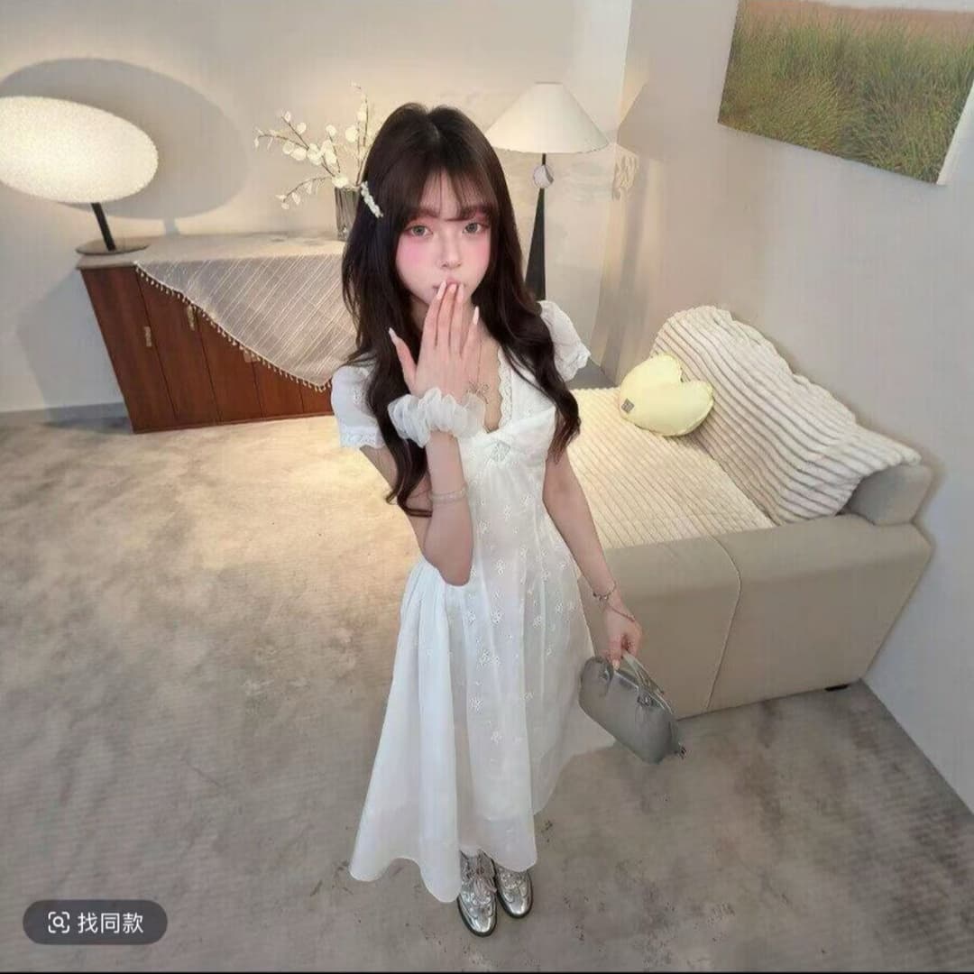 송 긍정적 인 En 5 13 켜기 새로운 한 부서 순수한 욕망 바람 화이트 레이스 비틀림 홀로우 아웃 허리 수축 드레스 이미지 3
