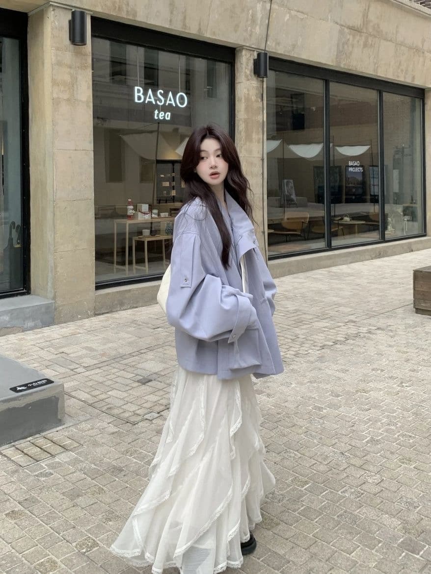 이른 봄 ins 숲속 소녀 반신 스커트 불규칙 요정 치마 하얀 달빛 봄 여름 첫사랑 데이트 착용 가져 가라. 한 학원 이미지 3