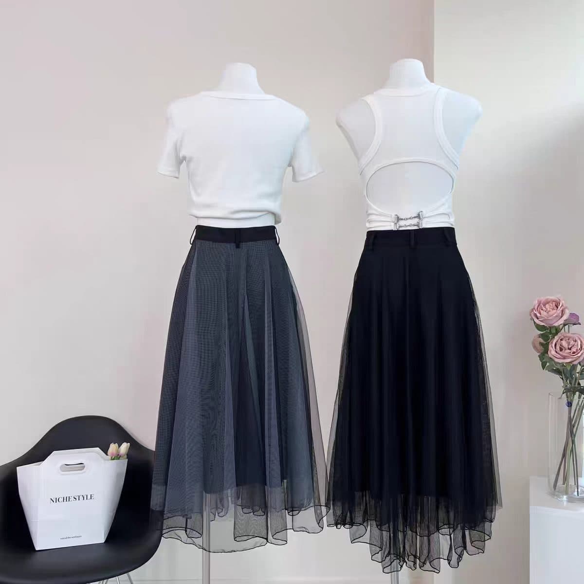 프랑스식 우아함 그는 벤 바람 chic 작은 검은 드레스 순양모 민소매 조끼 스커트 여자 중간 롱 코트 드레스 예복 치마 이미지 2