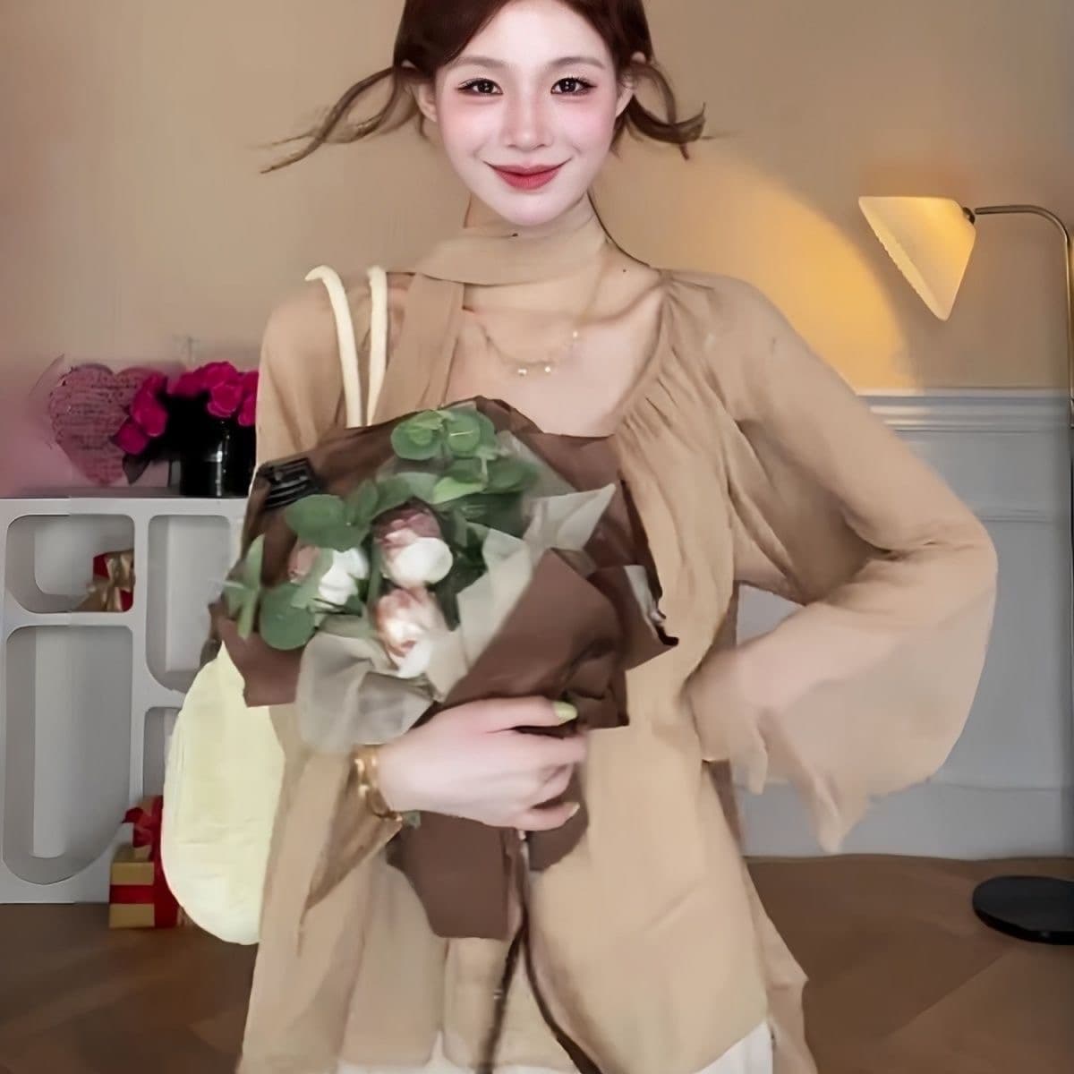 프랑스식 휴가 바람 리본 시폰 셔츠 여성 봄 여름 새로운 부드러운 품격 캐주얼 루즈핏 슬림해 보이는 다용도 맨위