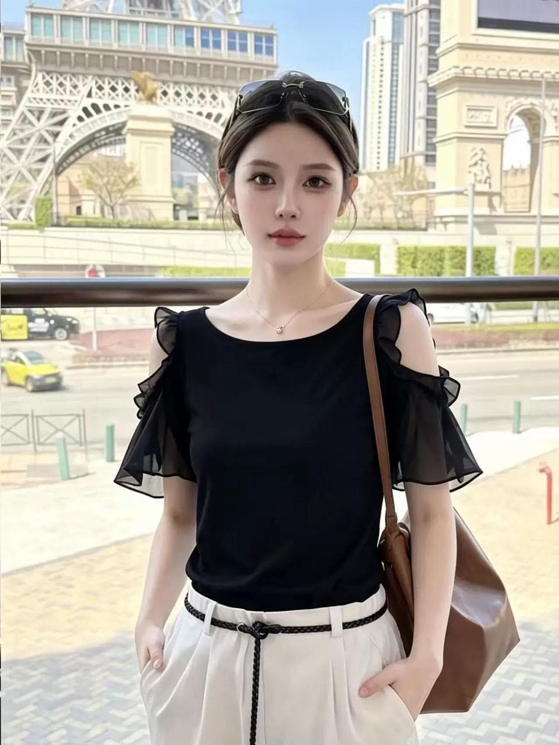 고급 센스 Chic 연령 감소 오프숄더 반팔 티셔츠 여성 여름 슈퍼 화재 외국 가스 아름다운 다용도 우아함 아름다운 맨위 이미지 2