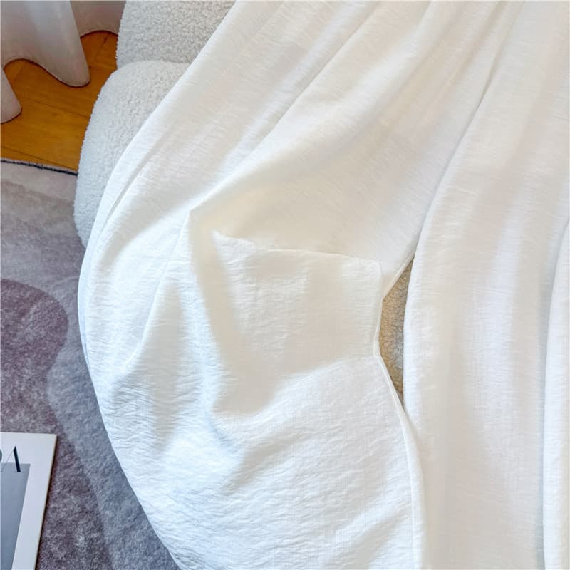 실사 느긋한 느슨함 고급 센스 얼음 실크 아마 와이드 레그 팬츠 아이들 여름 얇은 스타일 벨트 포함 상세 이미지 15