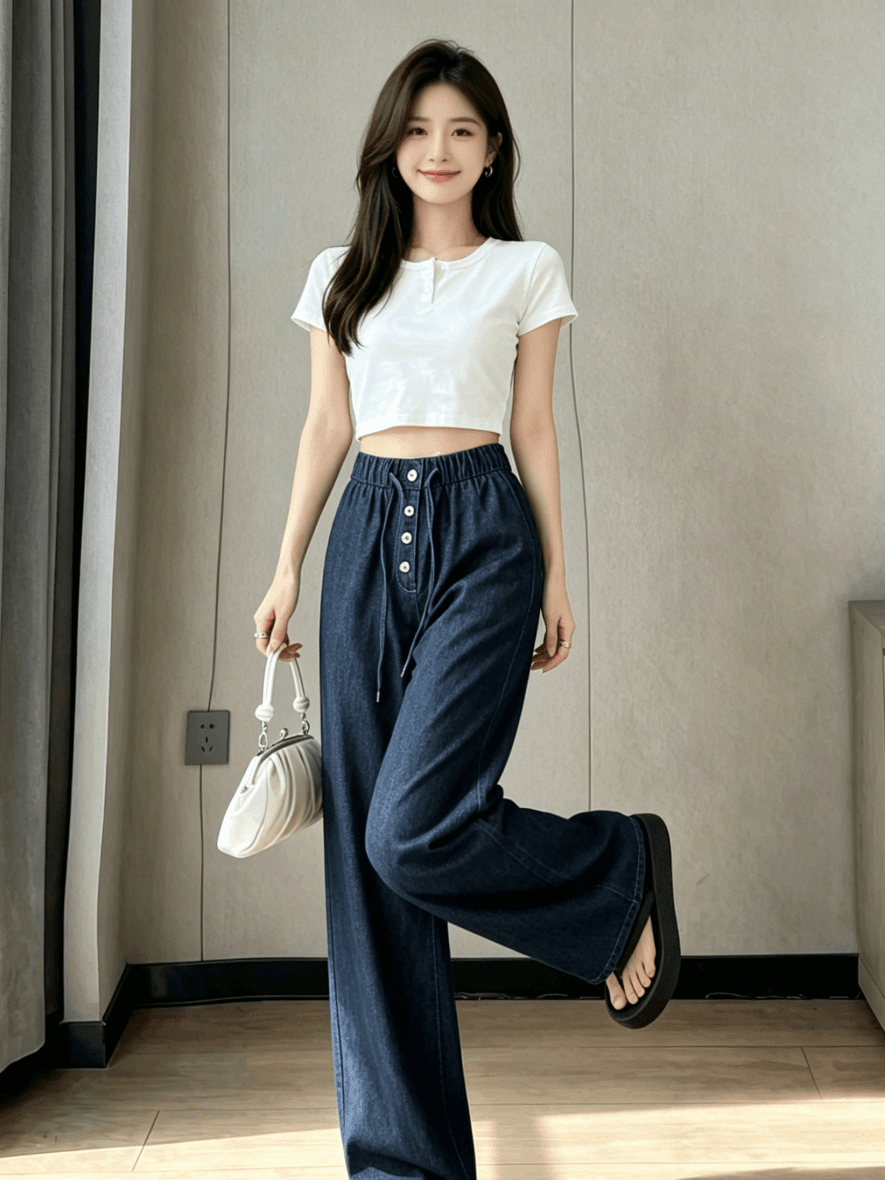 실사 주간 실크 아마 와이드 레깅스 바지 얇고 가벼운 여름 얼음 실크 자외선 차단 루즈핏 라미 캐주얼 바닥 청소 긴 바지 상세 이미지 6