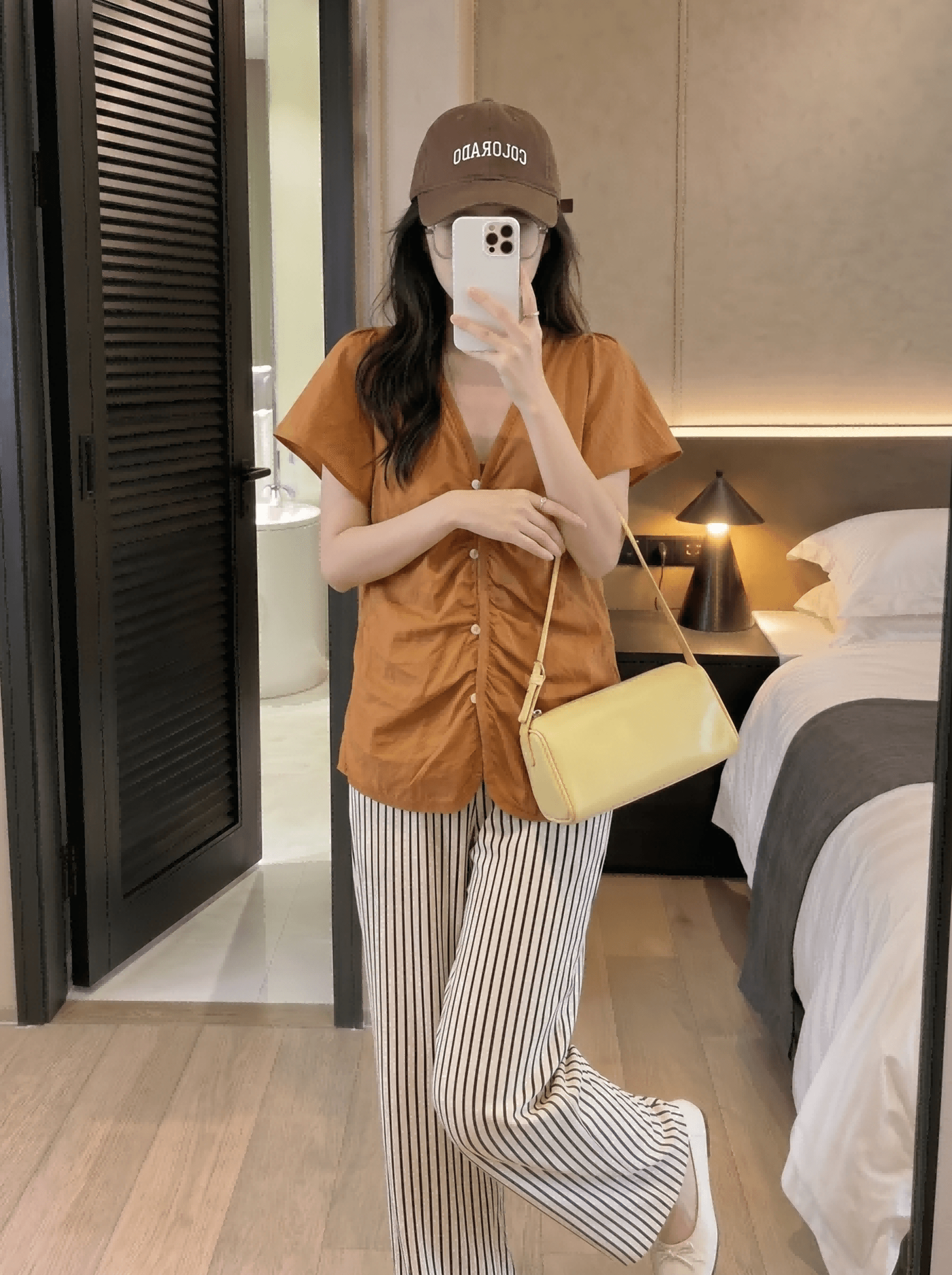 실사 한 부서 V넥 Feifei 소매 주름 반팔 여성 셔츠 싱글 줄 버튼 맨위 트렌디 상세 이미지 6