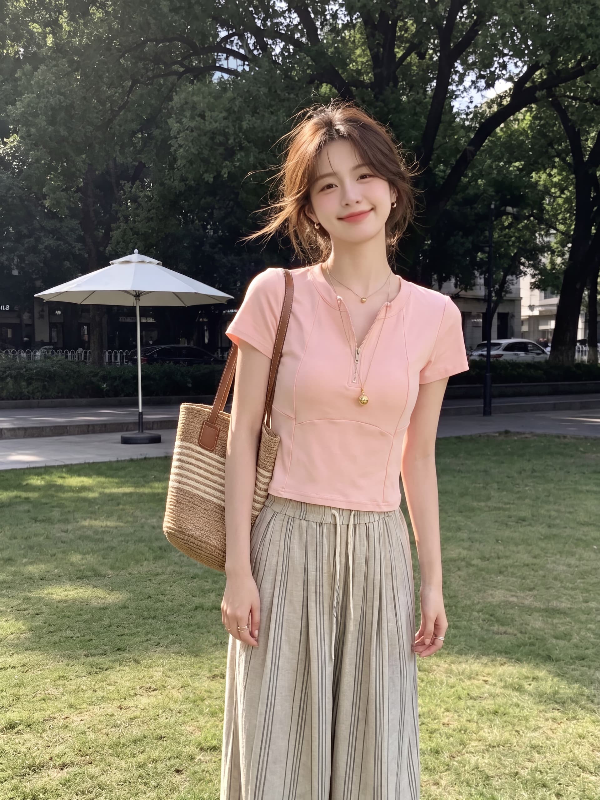 실사 핑크색 긍정적 인 어깨 하프 지퍼 반팔 티셔츠 여성 벨트 가슴 패드 새로운 디자인 센스 몸매 가꾸기 슬림해 보이는 요가 의류 이미지 4