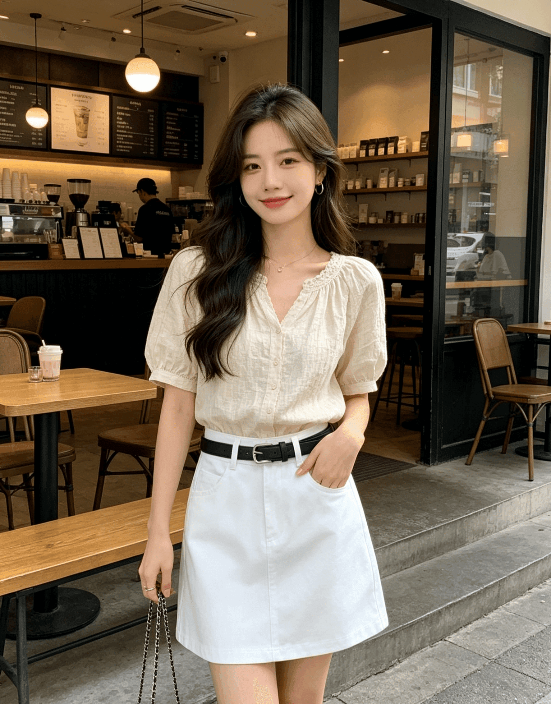 실사 화이트 자수 데님 반신 스커트 여성 봄 2026 새로운 하이웨이스트 슬림해 보이는 다용도 타이트 스커트 한 마디 미니 스커트 이미지 3