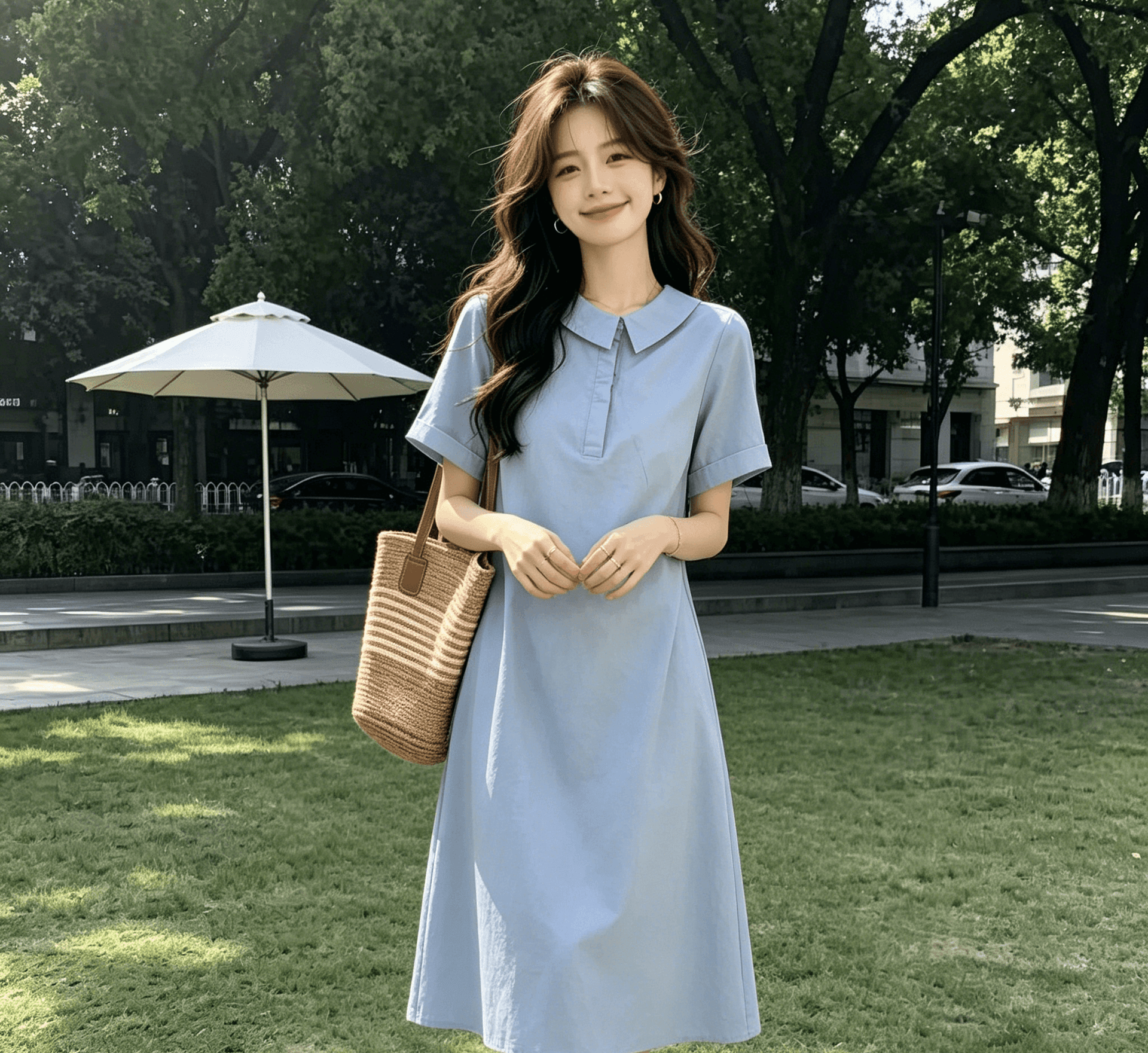 실사 올해 인기 폭발 보라색 드레스 여성 의류 고급 익스트림 제인 바람 아마 반팔 치마