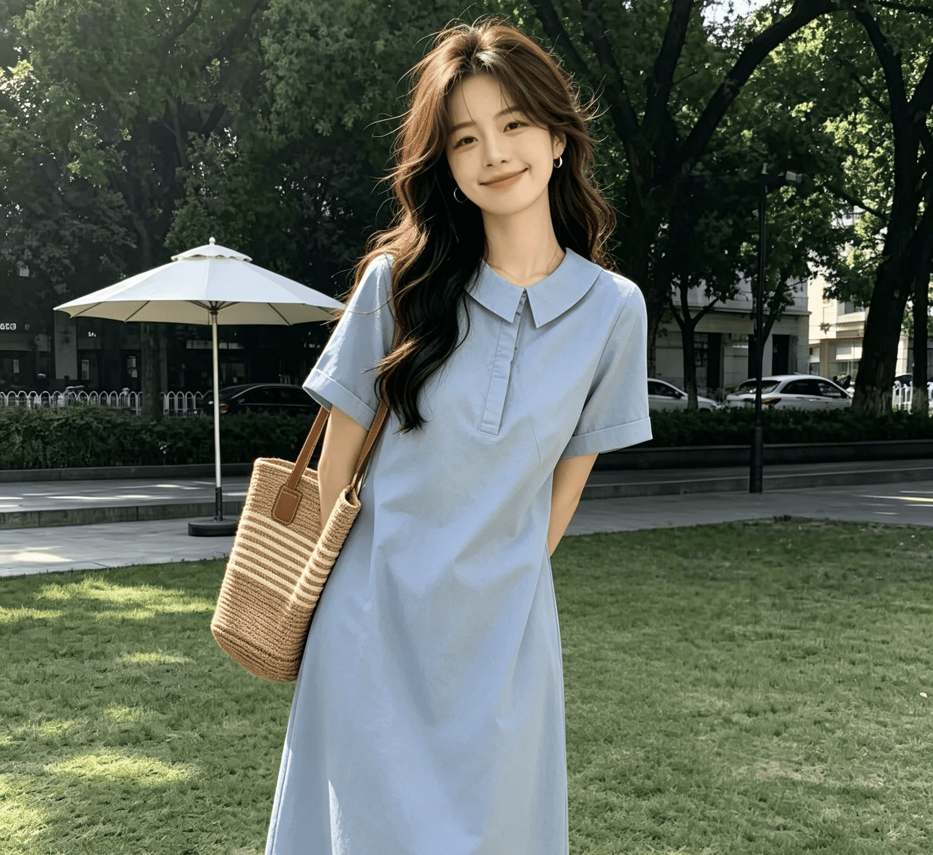 실사 올해 인기 폭발 보라색 드레스 여성 의류 고급 익스트림 제인 바람 아마 반팔 치마 상세 이미지 3