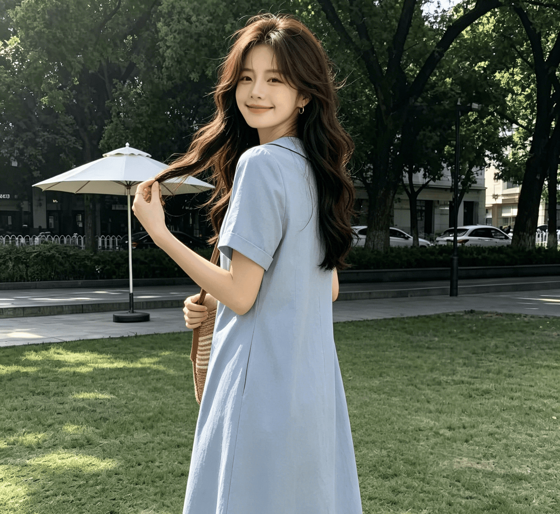 실사 올해 인기 폭발 보라색 드레스 여성 의류 고급 익스트림 제인 바람 아마 반팔 치마 상세 이미지 6