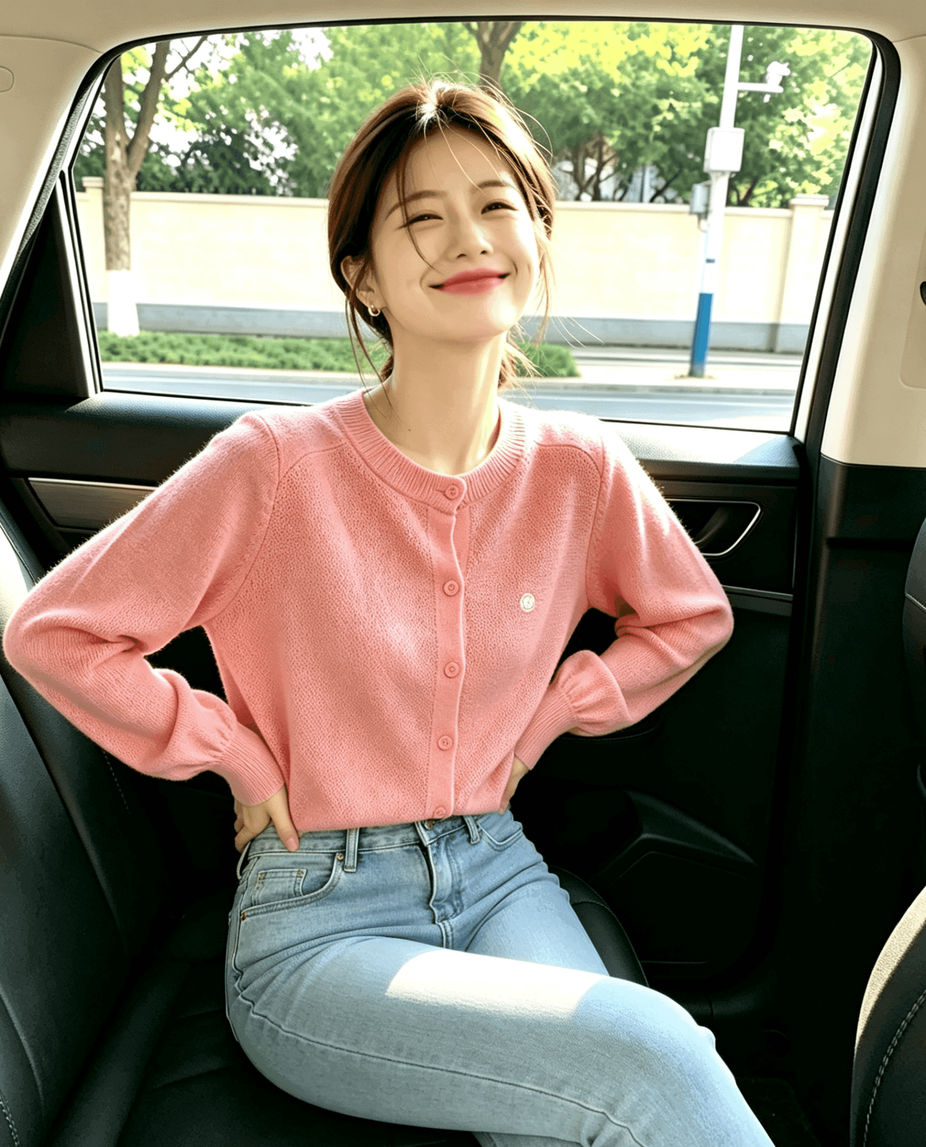 실사 핑크색 달콤함 부드러운 찹쌀 니트 오픈 가디건 여성 새로운 디자인 센스 작은 대중 연령 감소 외국 가스 스웨터 코트 상세 이미지 4