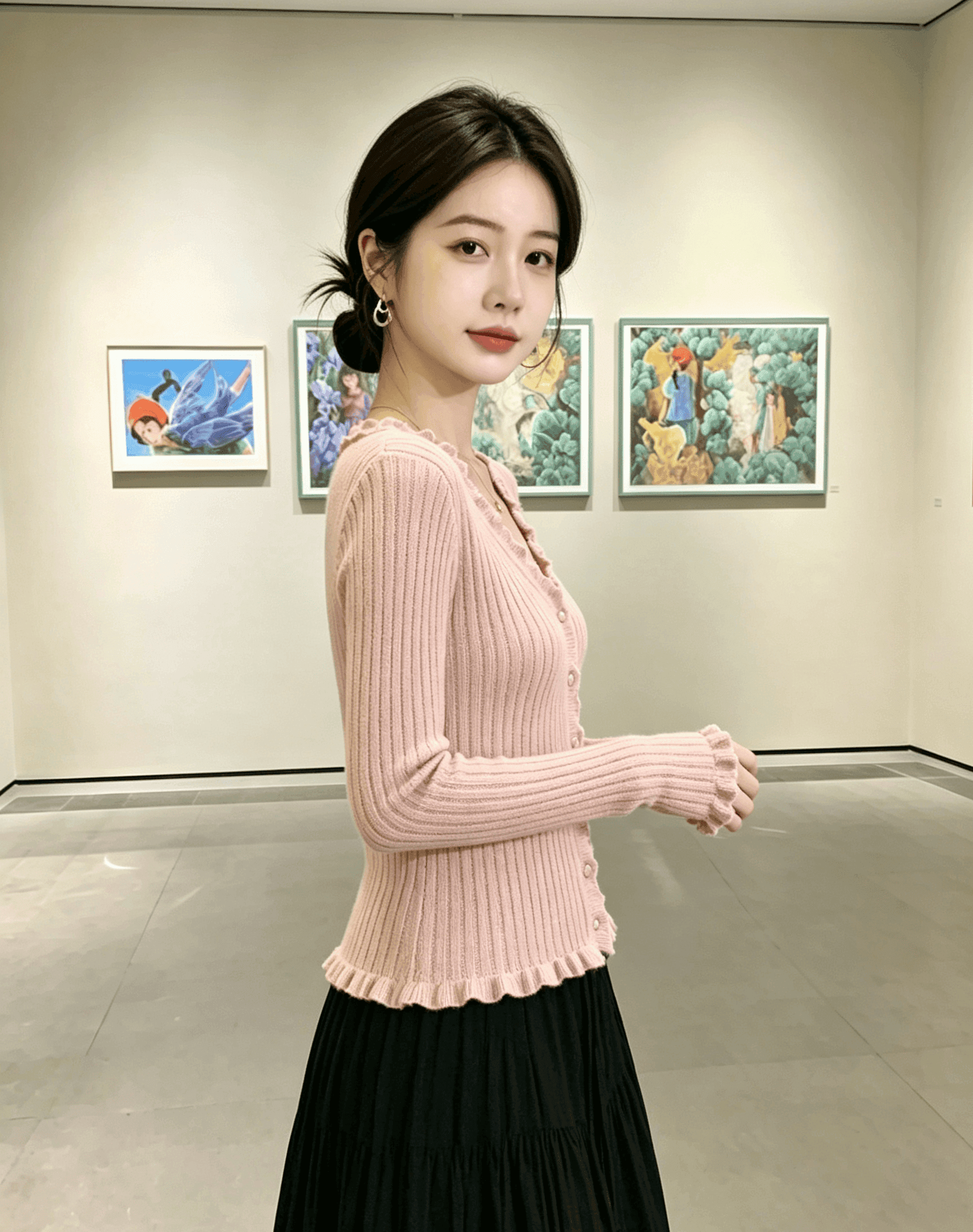 실사 부드러운 고유 한 Chic 작은 맨위 새로운 타이트 캐주얼 레이스 오픈 가디건 니트 여성 코트 이미지 4