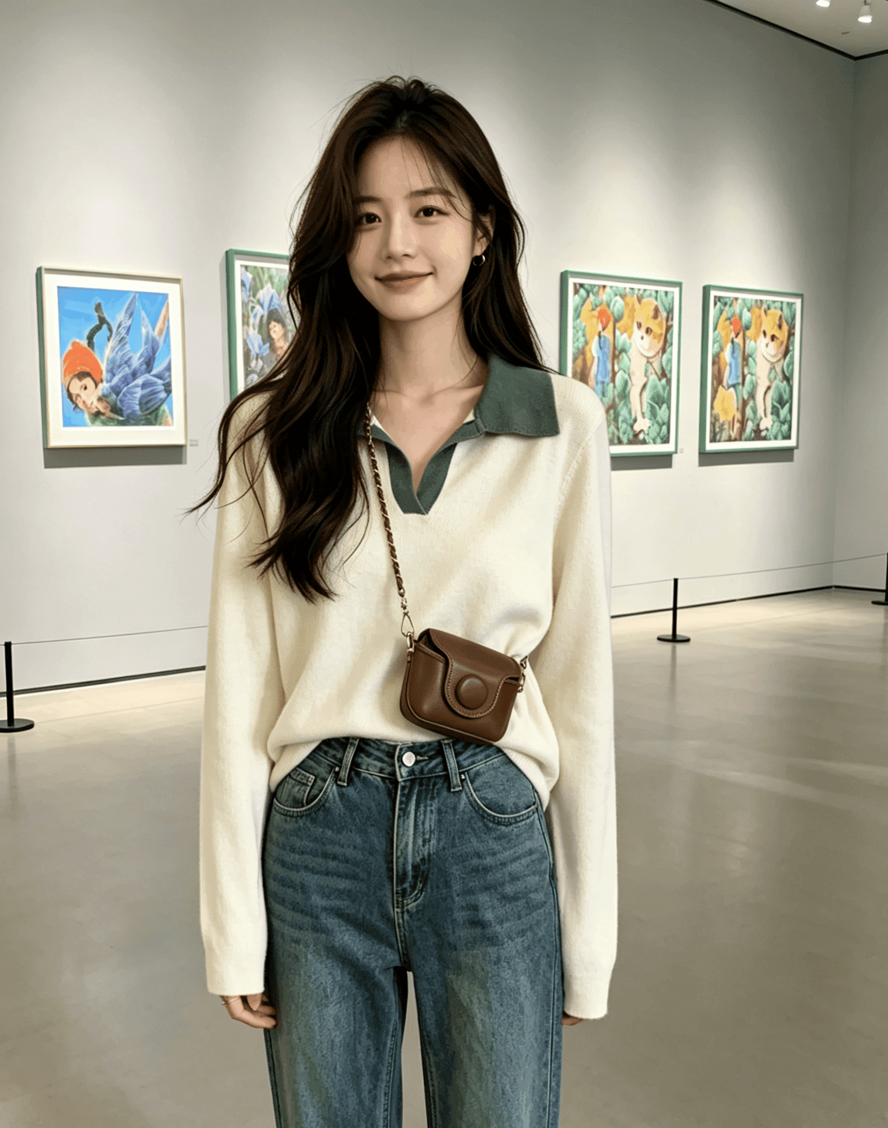 실사 디자인 센스 허리 수축 슬림해 보이는 인사이드 가져 가라. 기본 셔츠 여성 이른 가을 새로운 작은 샤넬 스타일 POLO 칼라 니트 스웨터