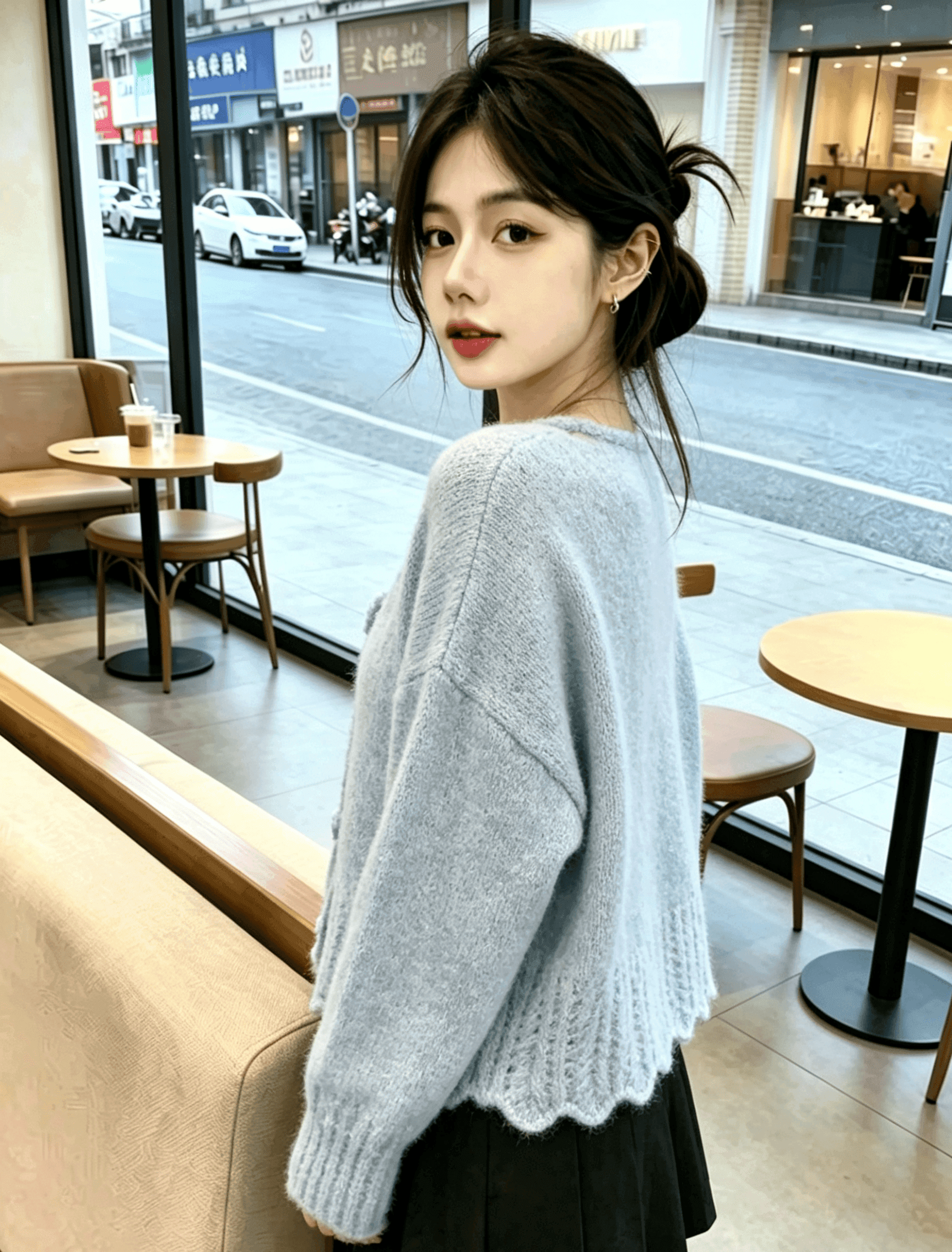 실사 한 부서 3 차원 꽃 풀오버 니트 스웨터 여성 가을 새로운 루즈핏 슬림해 보이는 스웨터 코트 상세 이미지 2