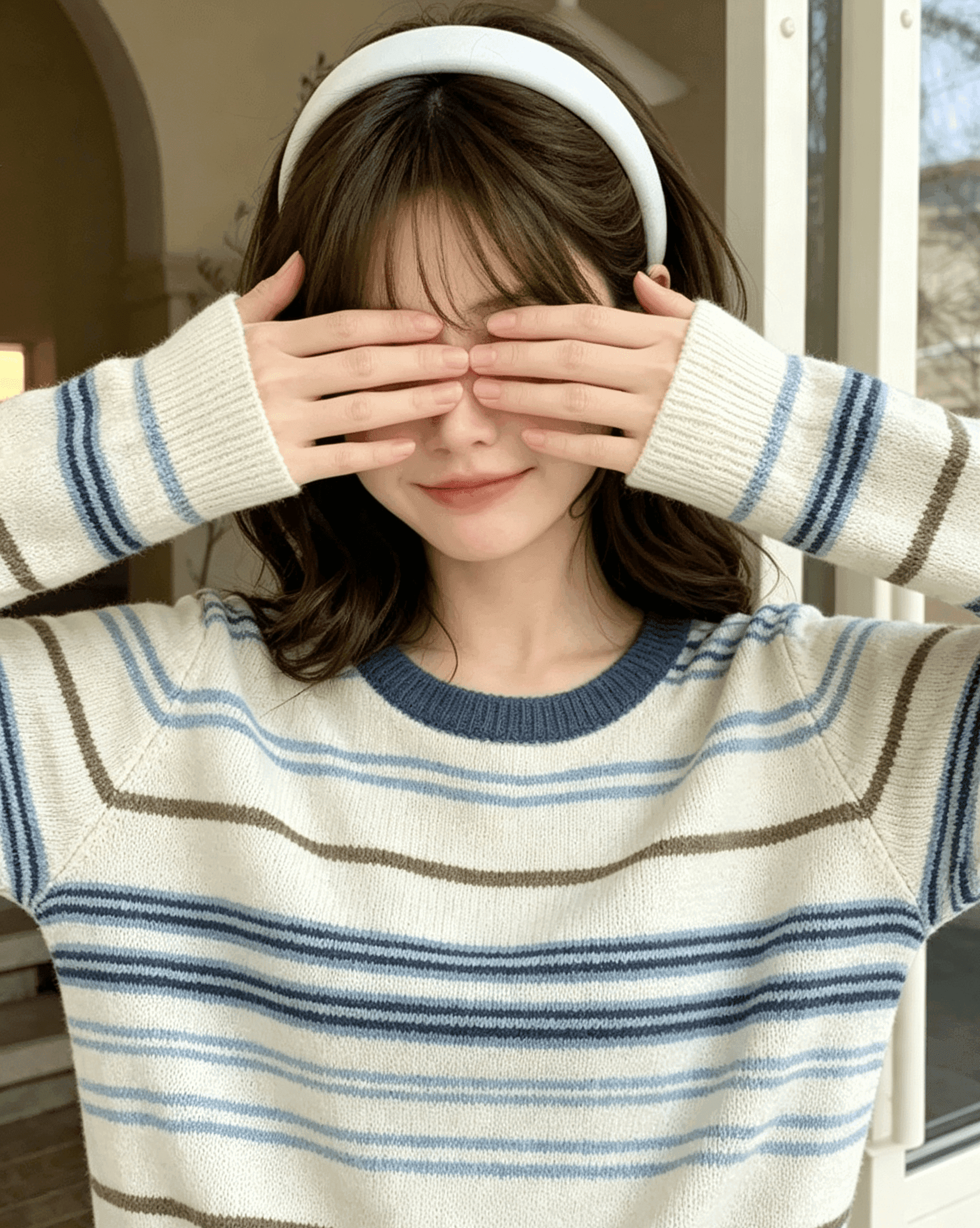 2026 이른 가을 새로운 인사이드 가져 가라. 기본 셔츠 고유 한 아름다운 디스플레이 얇고 작은 맨위 배색 스트라이프 긴팔 티셔츠 여성 상세 이미지 6