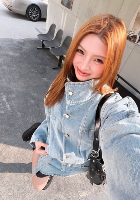 현대 가스 필드 허리 수축 데님 드레스 워크웨어 스탠드 칼라 미니 스커트 상세 이미지 2