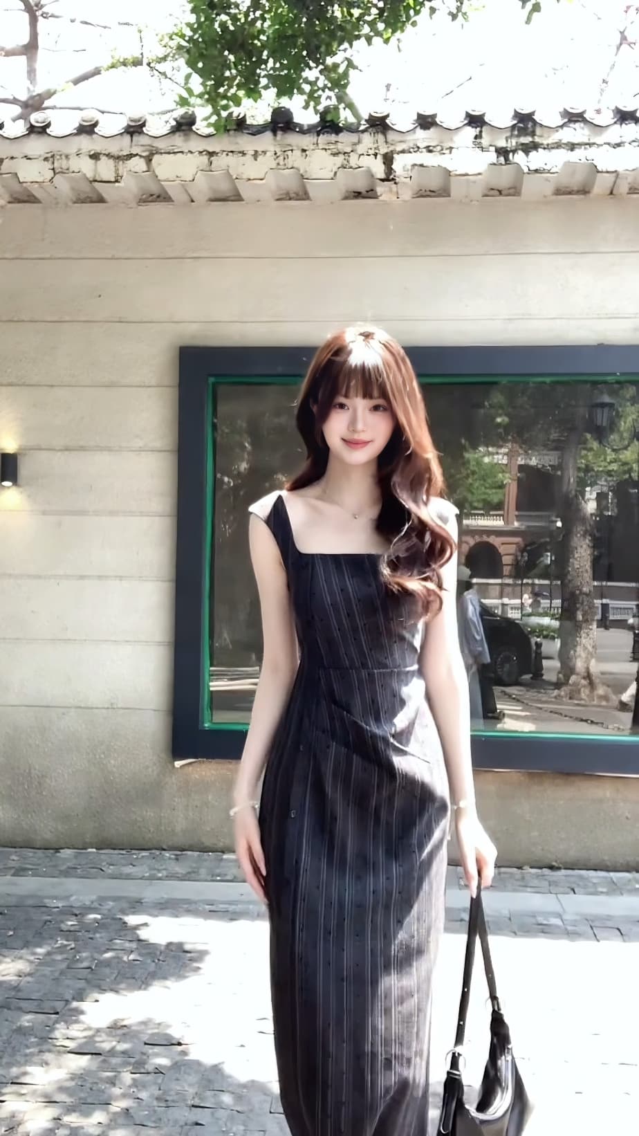 머리말 와일드 프랑스식 출퇴근 넓은 어깨 벨트 드레스 여성 여름 관대 한 칼라 허리 수축 품격 조끼 스커트 이미지 5