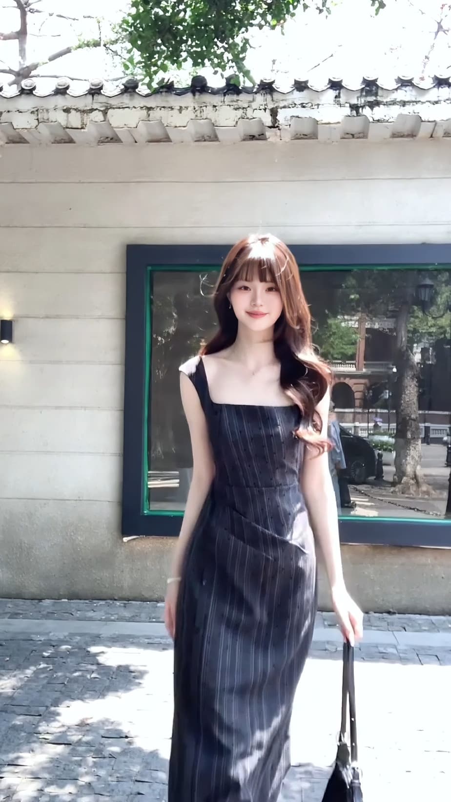 머리말 와일드 프랑스식 출퇴근 넓은 어깨 벨트 드레스 여성 여름 관대 한 칼라 허리 수축 품격 조끼 스커트 상세 이미지 4