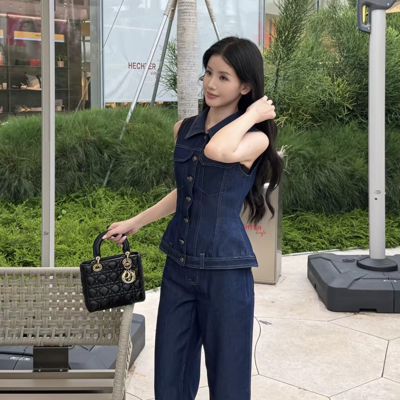 블루스 기록 원본 암소 서있는 자르다 허리 수축 데님 베스트 7 점 청바지 세트 이미지 5