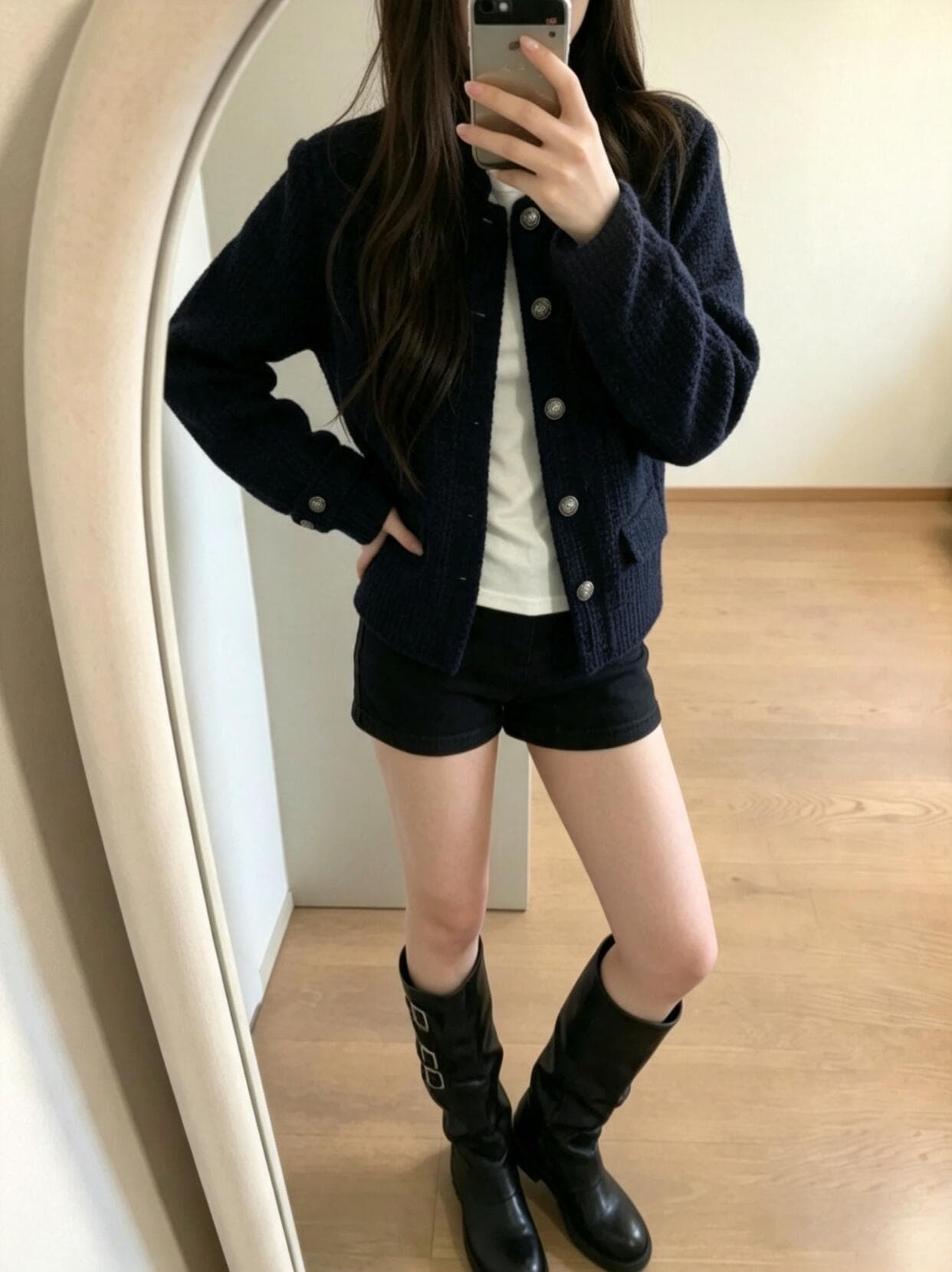 작은 샤넬 스타일 오래된 돈 오리지널 짧은 외투 상세 이미지 3