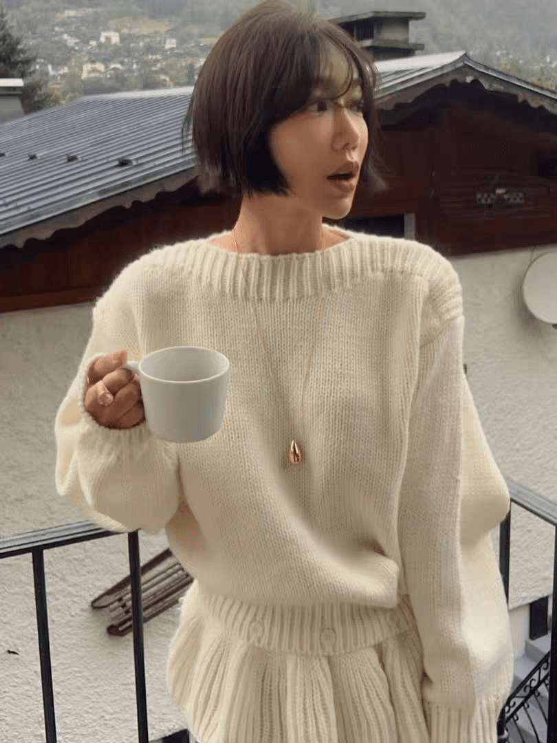 한 부서 느긋한 바람 스웨터 여자 프랑스식 느슨함 센스 착용 가져 가라. 부드러운 찹쌀 바람 프릴 달콤한 스타일 니트 스웨터 상세 이미지 7