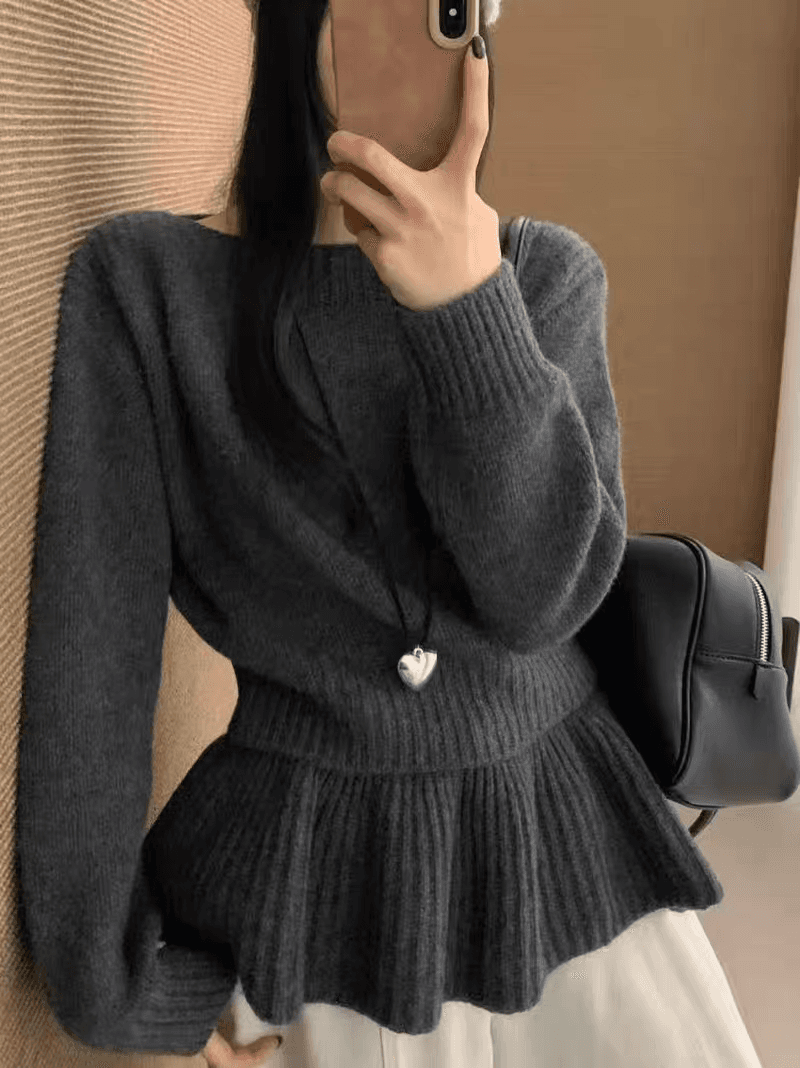 한 부서 느긋한 바람 스웨터 여자 프랑스식 느슨함 센스 착용 가져 가라. 부드러운 찹쌀 바람 프릴 달콤한 스타일 니트 스웨터 상세 이미지 10