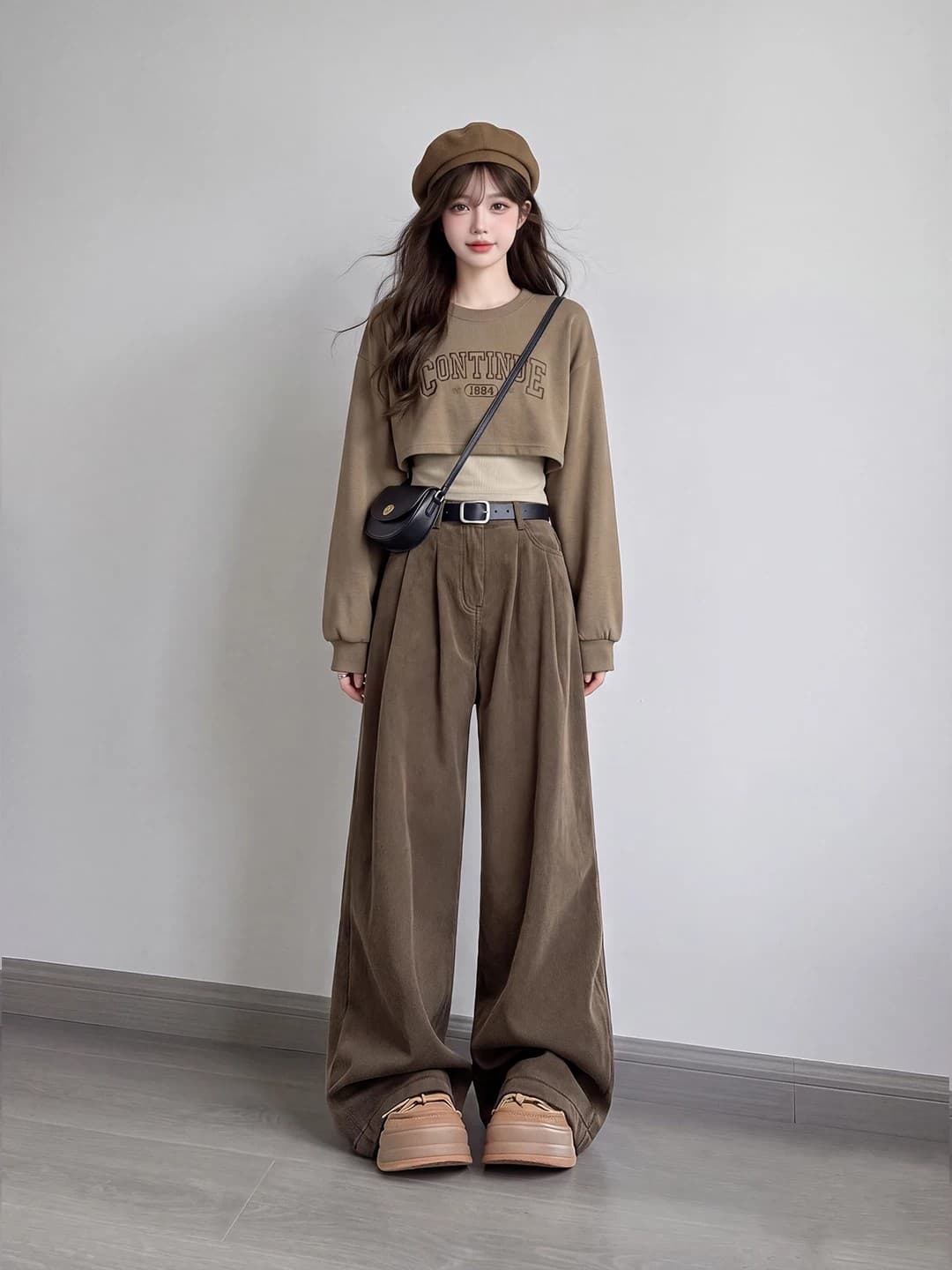 이른 가을 아름다움 라드. 바람 착용 가져 가라. 배색 느긋한 캐주얼 후드티 여성 슬림해 보이는 긴 바지 2026 출퇴근 에이즈 환자 세트 가을 상세 이미지 2