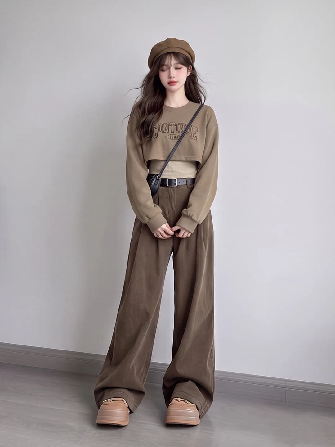 이른 가을 아름다움 라드. 바람 착용 가져 가라. 배색 느긋한 캐주얼 후드티 여성 슬림해 보이는 긴 바지 2026 출퇴근 에이즈 환자 세트 가을 상세 이미지 4