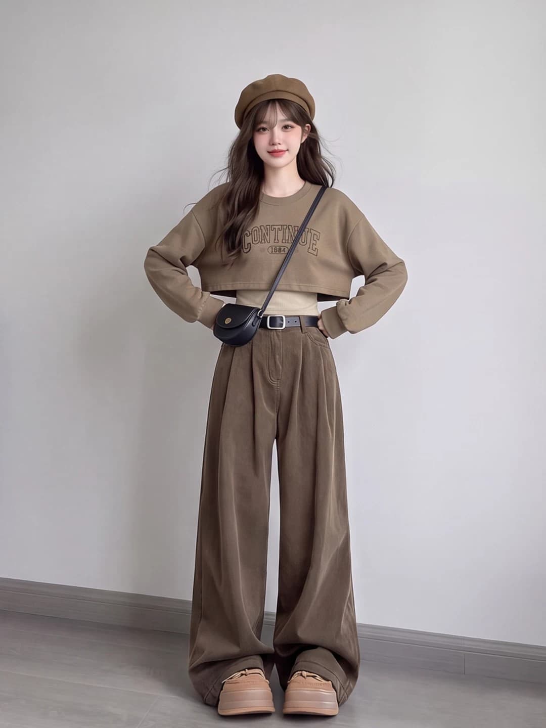 이른 가을 아름다움 라드. 바람 착용 가져 가라. 배색 느긋한 캐주얼 후드티 여성 슬림해 보이는 긴 바지 2026 출퇴근 에이즈 환자 세트 가을 상세 이미지 5