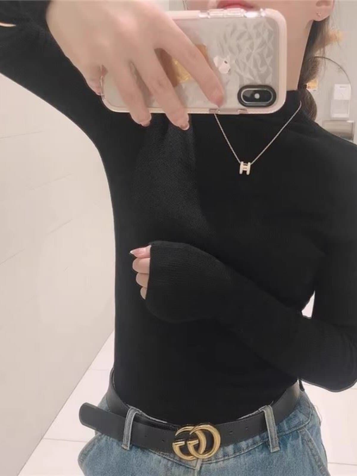 반하이넥 어두운 회색 니트 기본 셔츠 여성 가을 겨울 몸매 가꾸기 슬림해 보이는 품격 긍정적 인 어깨 스웨터 인사이드 가져 가라. 한 첨부 된 의류 상세 이미지 10