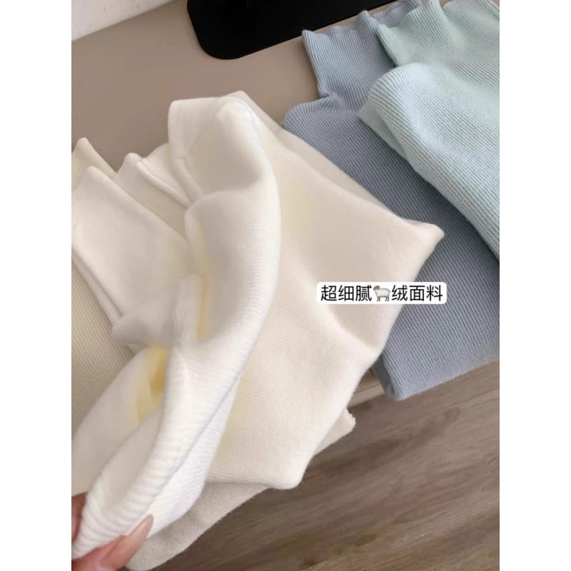 핑크색 터틀넥 니트 기본 셔츠 여성 가을 겨울 모 블루 디 색상 스웨터 디자인 센스 몸매 가꾸기 인사이드 가져 가라. 긴팔 맨위 트렌디 이미지 5