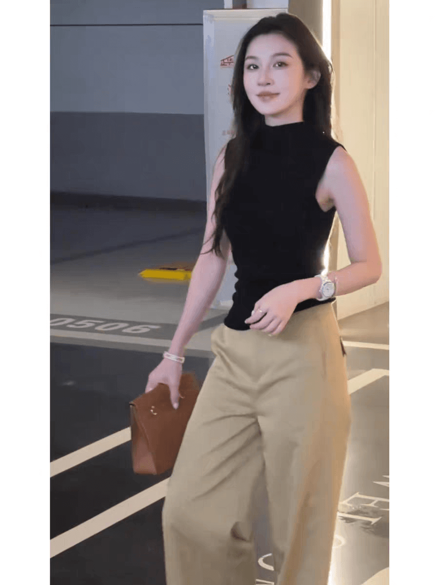 프랑스식 섹시함 검정색 얇은 스타일 니트 조끼 여성 여름 몸매 가꾸기 슬림해 보이는 주간 실크 라이 경기 서울 민소매 인사이드 잡아라. 의류 상세 이미지 5