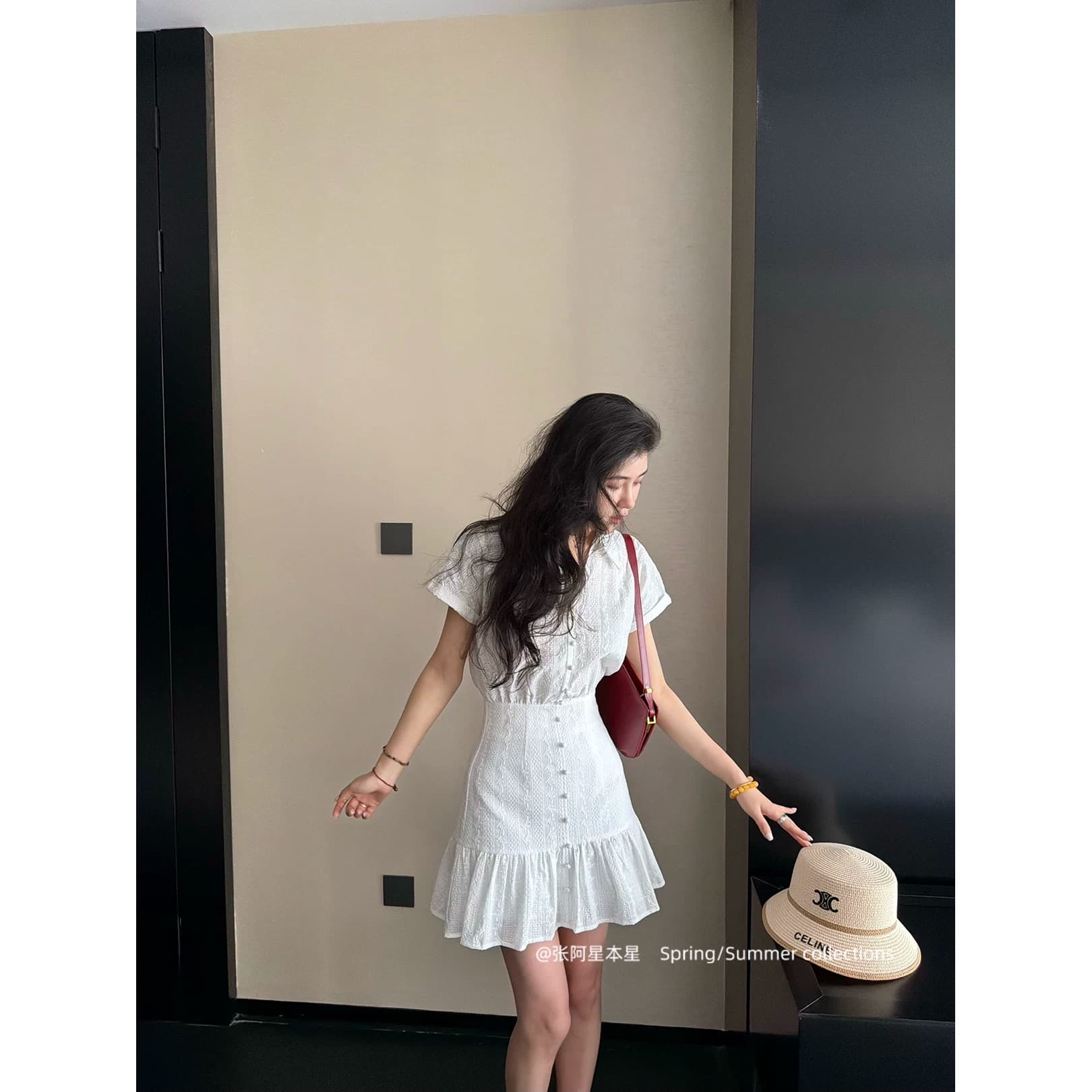 장 A 스타 블루스 참고 해군 miu 부서 3 차원 자카드 소녀 센스 연령 감소 프랑스식 드레스 이미지 4