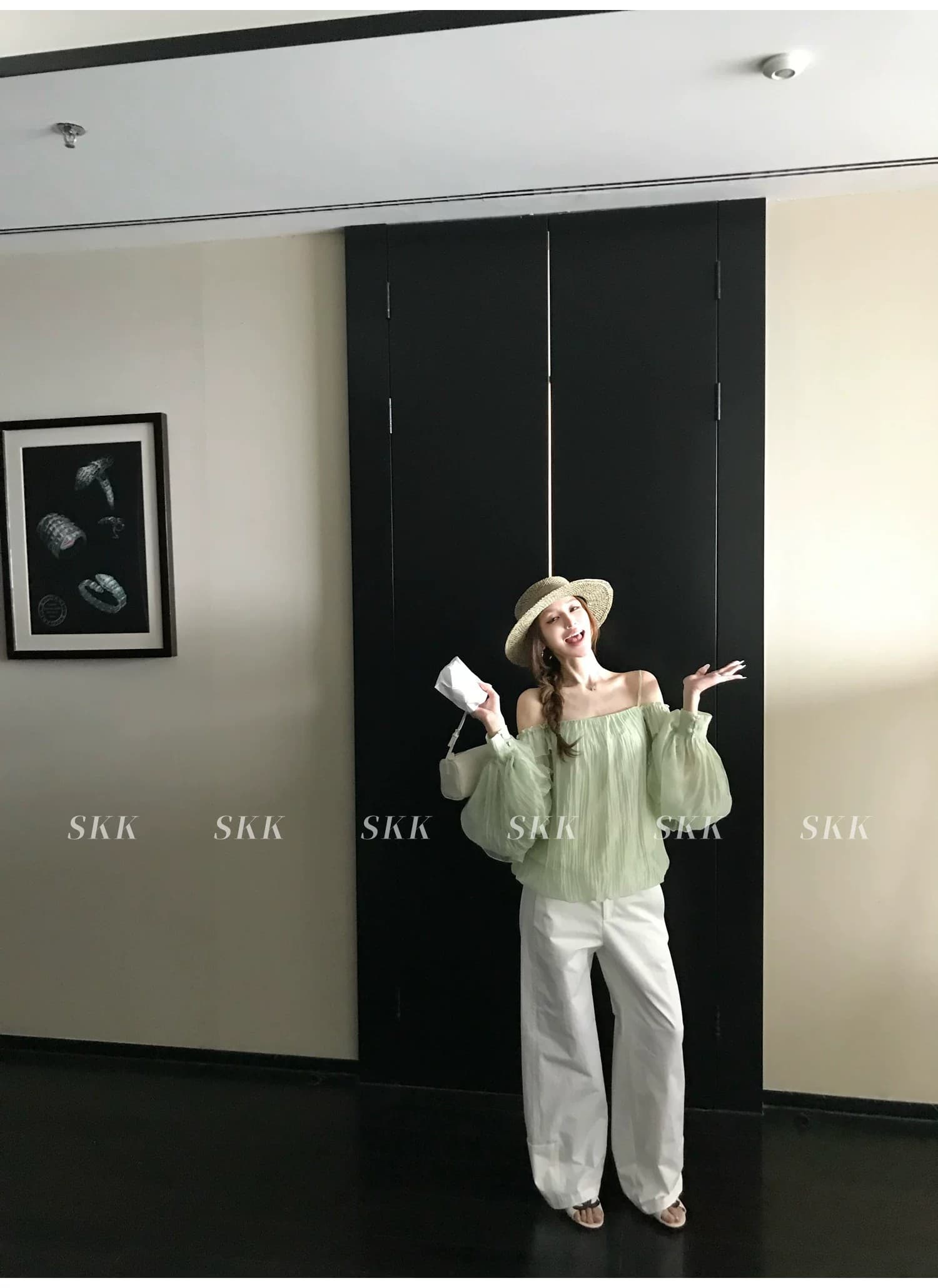 skk store 꿈 와일드 갤러리 감기 센스 프릴 꽃밭 슬립 쉬폰 긴팔 맨위 여름 얇은 스타일 상세 이미지 19