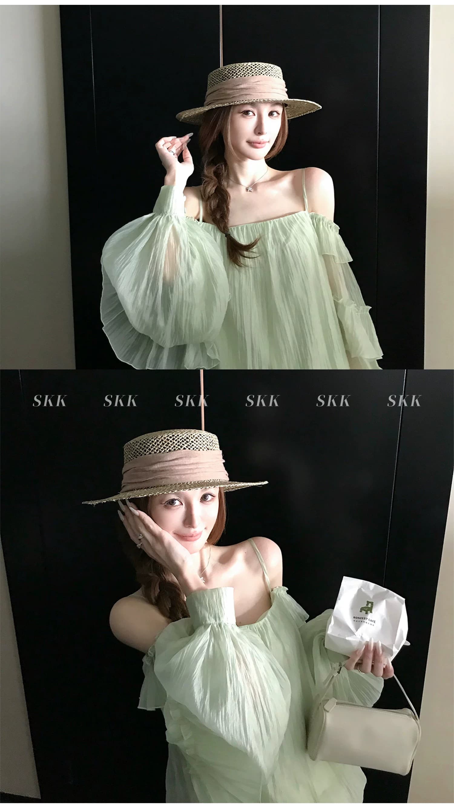 skk store 꿈 와일드 갤러리 감기 센스 프릴 꽃밭 슬립 쉬폰 긴팔 맨위 여름 얇은 스타일 상세 이미지 36