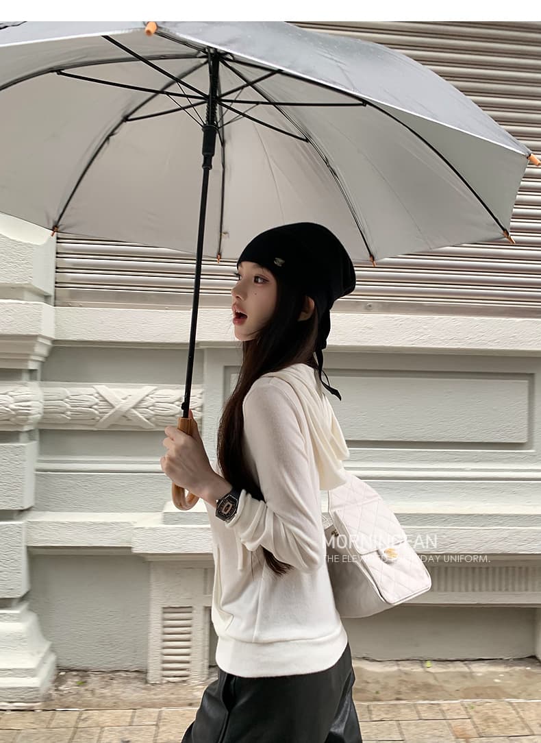 안녕하세요. 팬 팬 넣다 자매 왕 화이트 후드 티 스웨터 지퍼 여성 코트 얇은 스타일 비스듬한 어깨 쇼트 스타일 오픈 가디건 맨위 상세 이미지 4