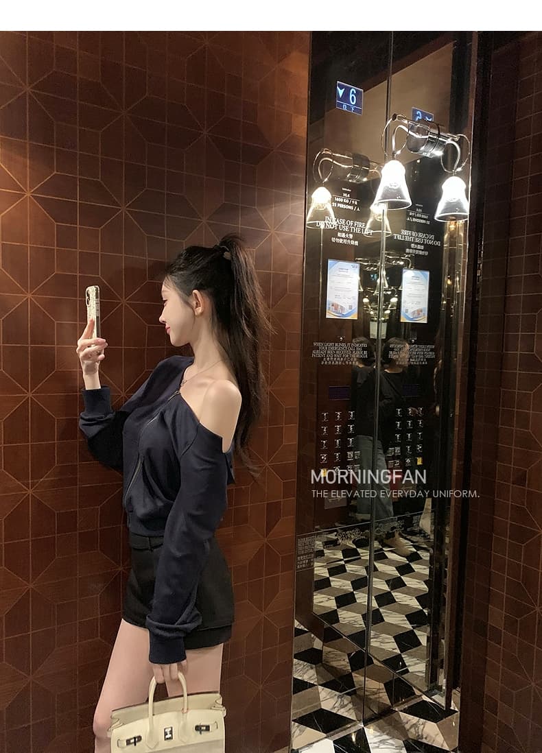 안녕하세요. 팬 팬 넣다 자매 왕 화이트 후드 티 스웨터 지퍼 여성 코트 얇은 스타일 비스듬한 어깨 쇼트 스타일 오픈 가디건 맨위 상세 이미지 36