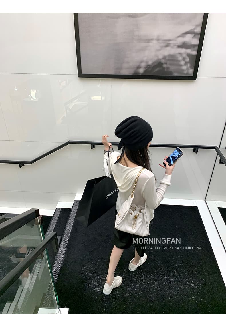 안녕하세요. 팬 팬 넣다 자매 왕 화이트 후드 티 스웨터 지퍼 여성 코트 얇은 스타일 비스듬한 어깨 쇼트 스타일 오픈 가디건 맨위 상세 이미지 40