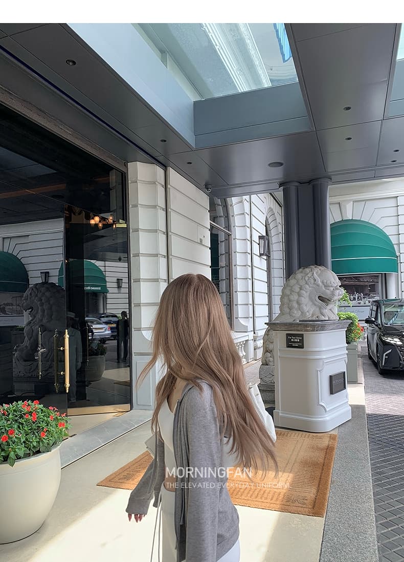 안녕하세요. 팬 팬 넣다 자매 왕 화이트 후드 티 스웨터 지퍼 여성 코트 얇은 스타일 비스듬한 어깨 쇼트 스타일 오픈 가디건 맨위 상세 이미지 43
