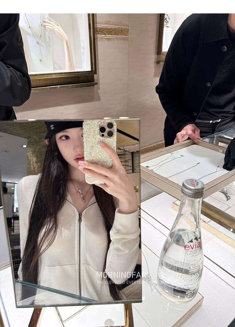 안녕하세요. 팬 팬 넣다 자매 왕 화이트 후드 티 스웨터 지퍼 여성 코트 얇은 스타일 비스듬한 어깨 쇼트 스타일 오픈 가디건 맨위 상세 이미지 53