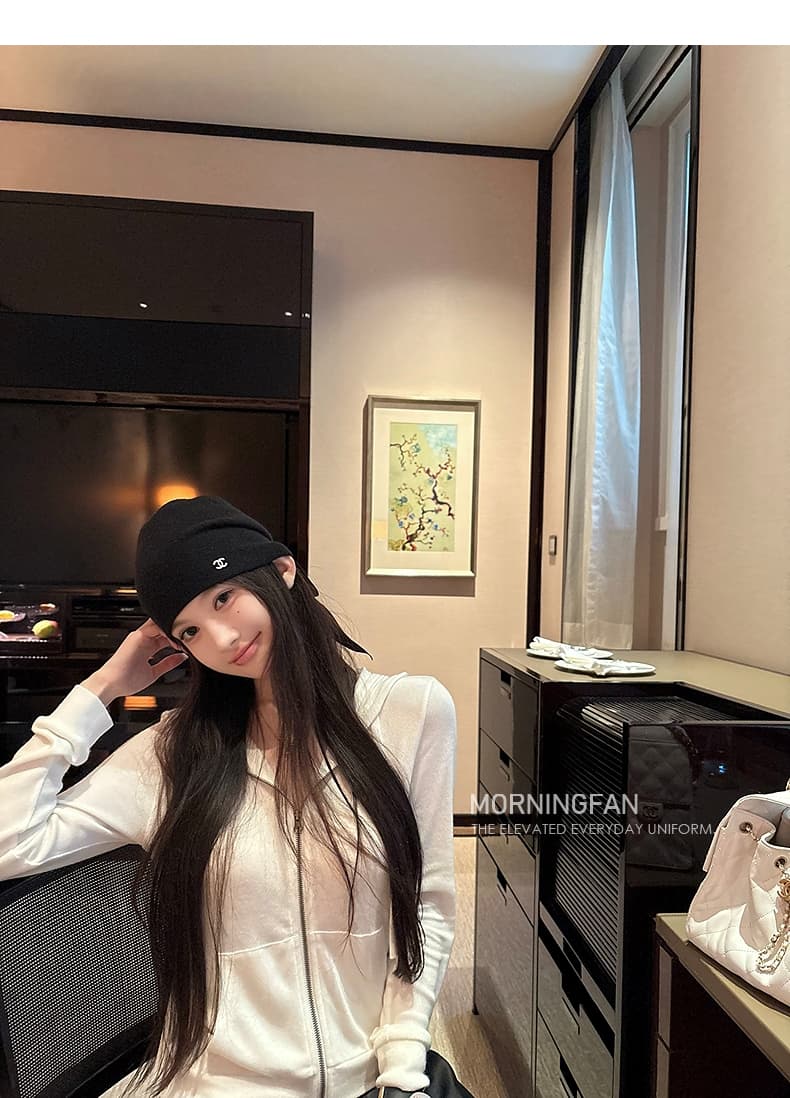 안녕하세요. 팬 팬 넣다 자매 왕 화이트 후드 티 스웨터 지퍼 여성 코트 얇은 스타일 비스듬한 어깨 쇼트 스타일 오픈 가디건 맨위 상세 이미지 54
