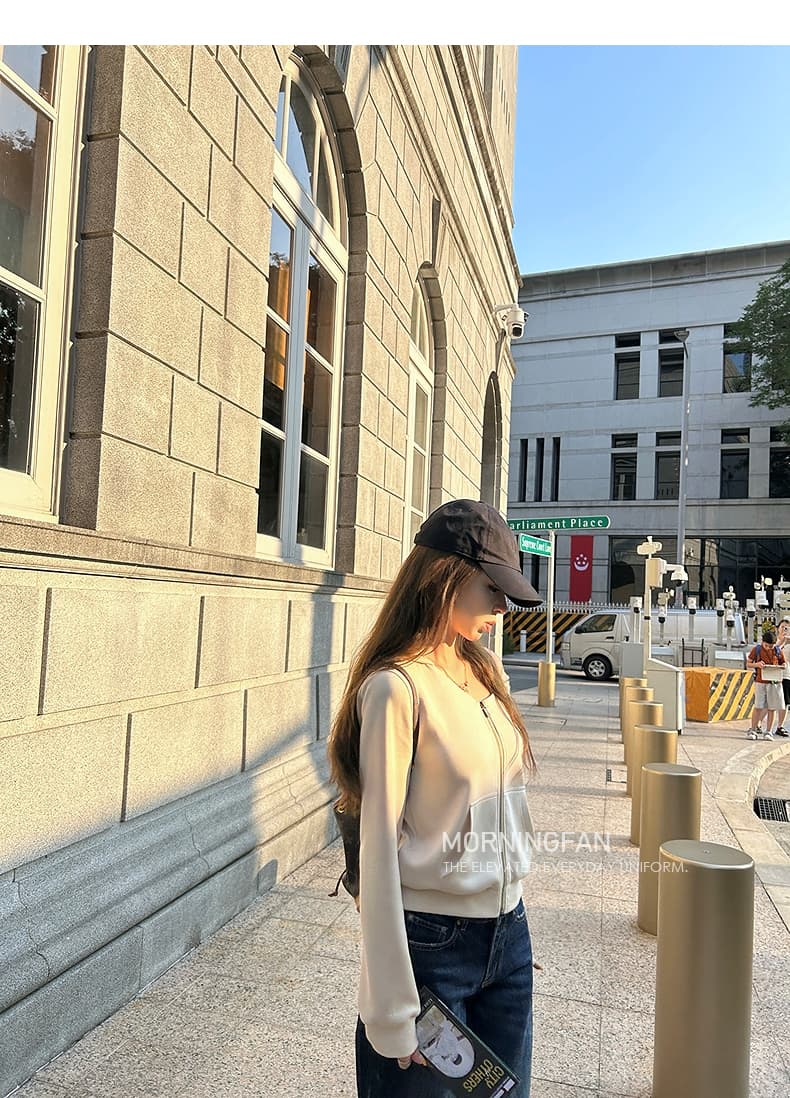안녕하세요. 팬 팬 넣다 자매 왕 화이트 후드 티 스웨터 지퍼 여성 코트 얇은 스타일 비스듬한 어깨 쇼트 스타일 오픈 가디건 맨위 상세 이미지 62