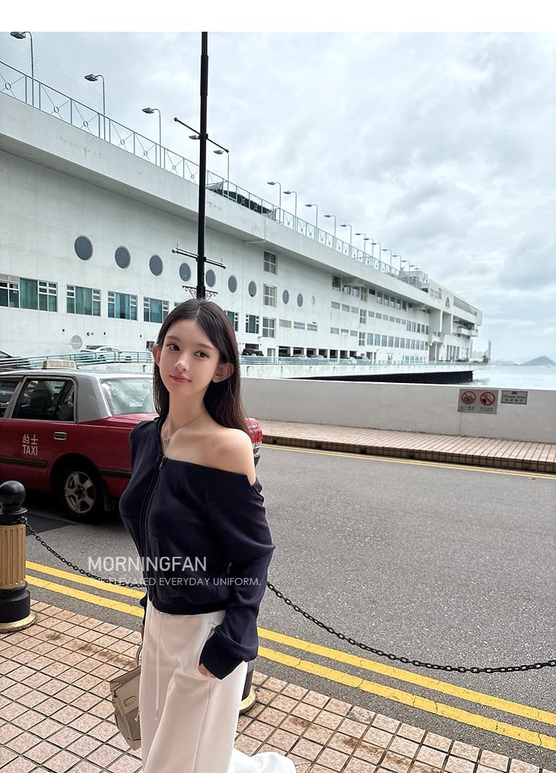 안녕하세요. 팬 팬 넣다 자매 왕 화이트 후드 티 스웨터 지퍼 여성 코트 얇은 스타일 비스듬한 어깨 쇼트 스타일 오픈 가디건 맨위 상세 이미지 67